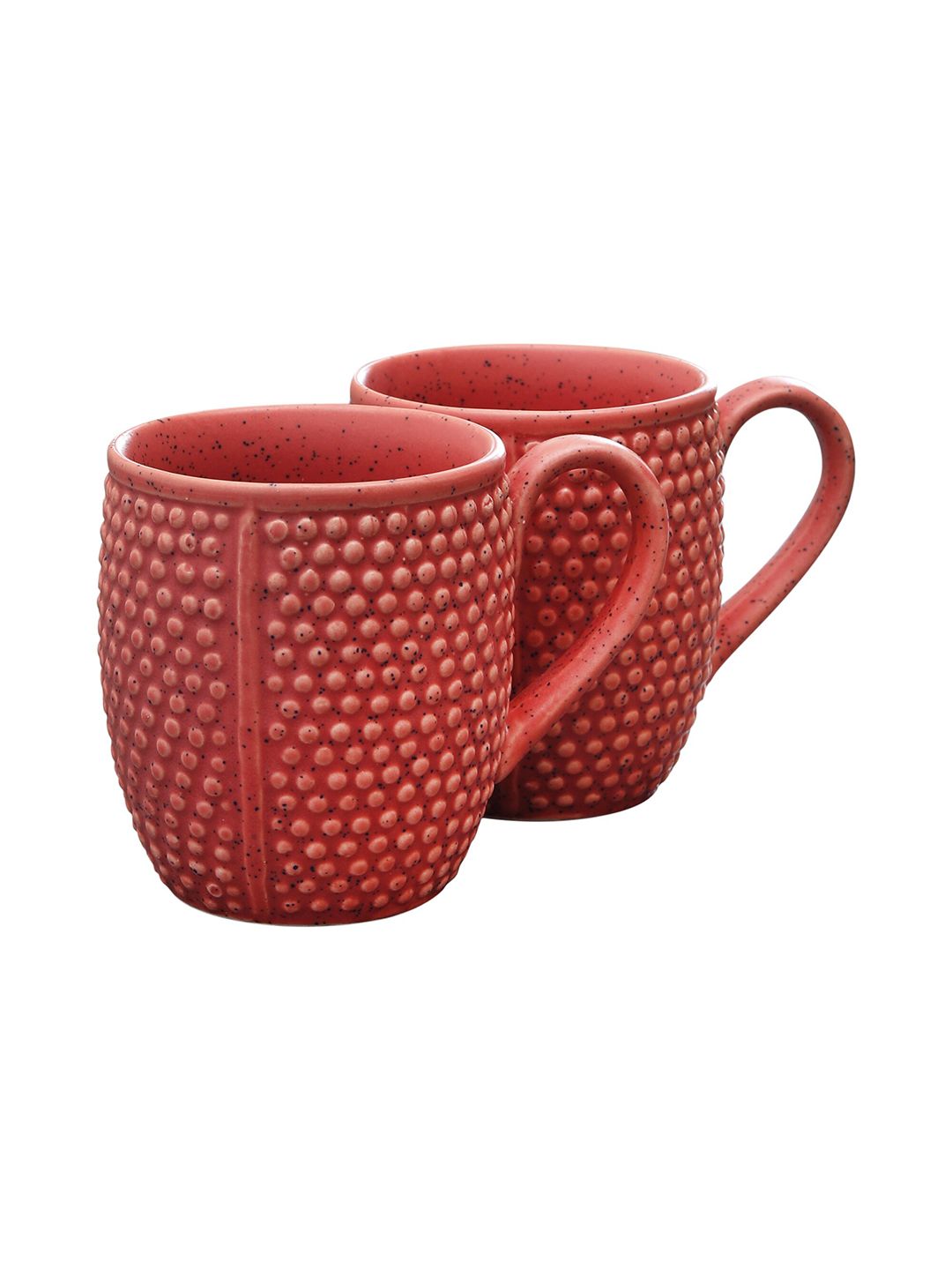 MIAH Decor Set Of 2 Pink Textured Ceramic Glossy Cups Price in India