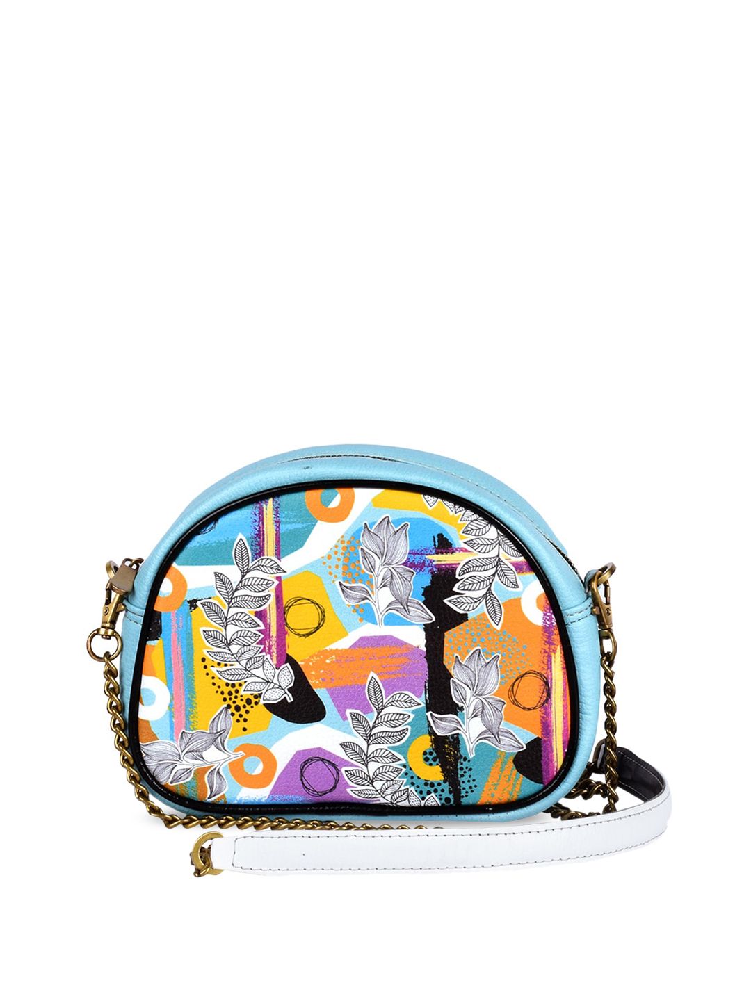 Doodle Multicoloured Printed PU Bowling Sling Bag Price in India