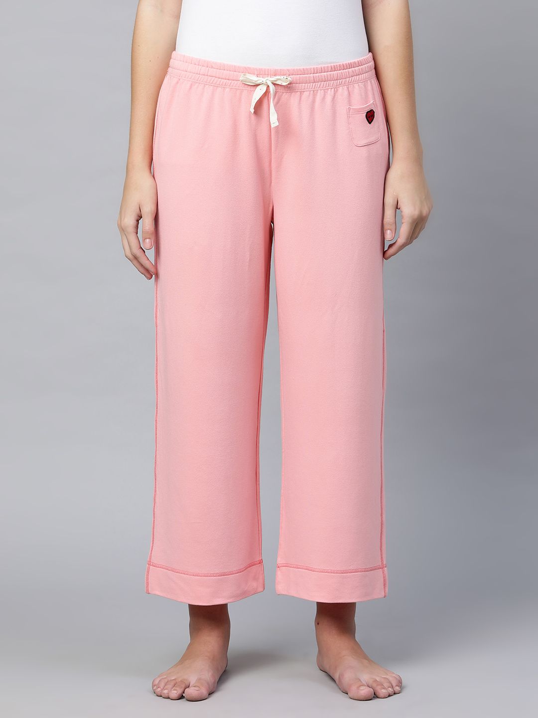 Chemistry Women Pink Solid Cropped Lounge Pants Price in India