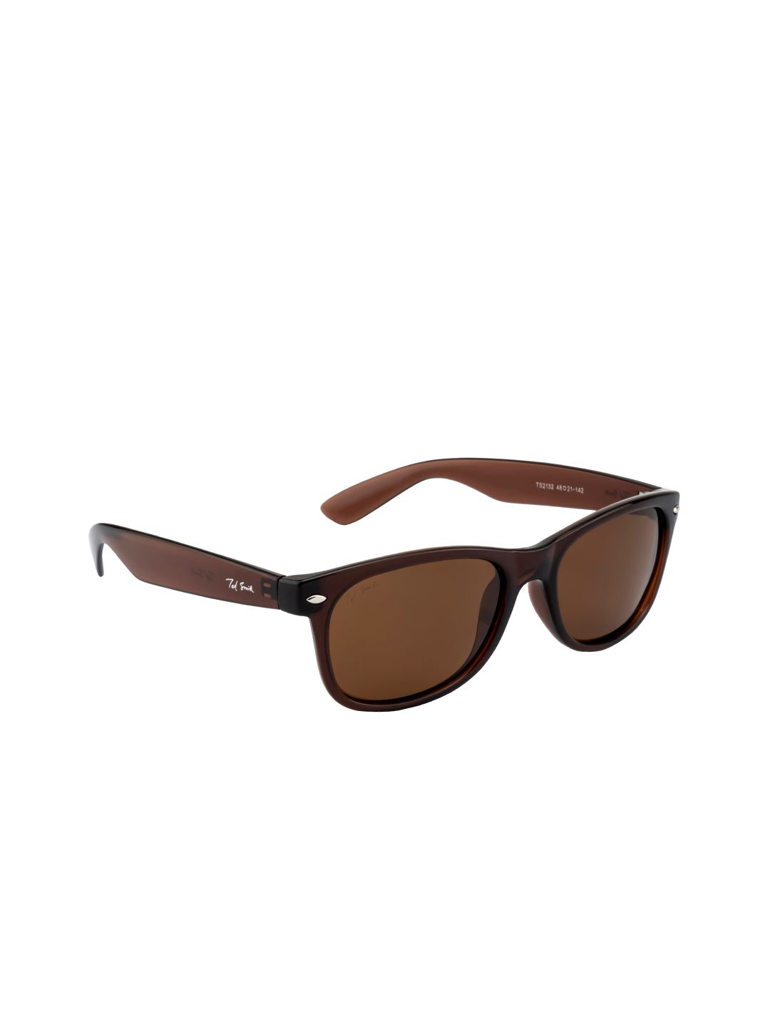 Ted Smith Unisex Brown Lens & Brown Rectangle Sunglasses with Polarised Lens Price in India