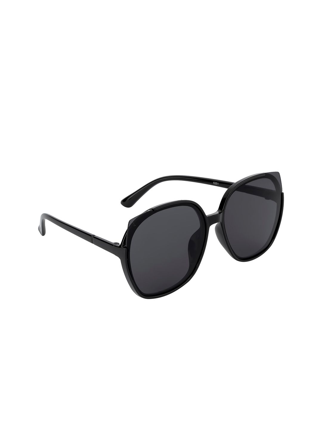 Ted Smith Women Grey Lens & Black Square Sunglasses With UV Protected Lens Price in India