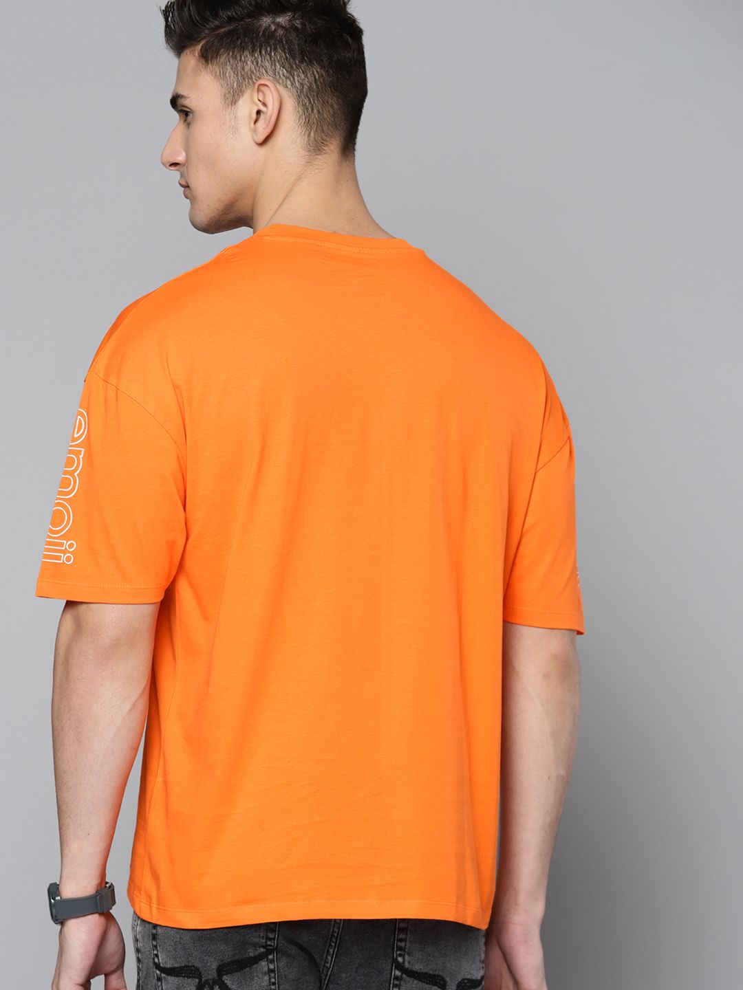 Buy Kook N Keech Emoji Men Orange & White Pure Cotton Emoji Print