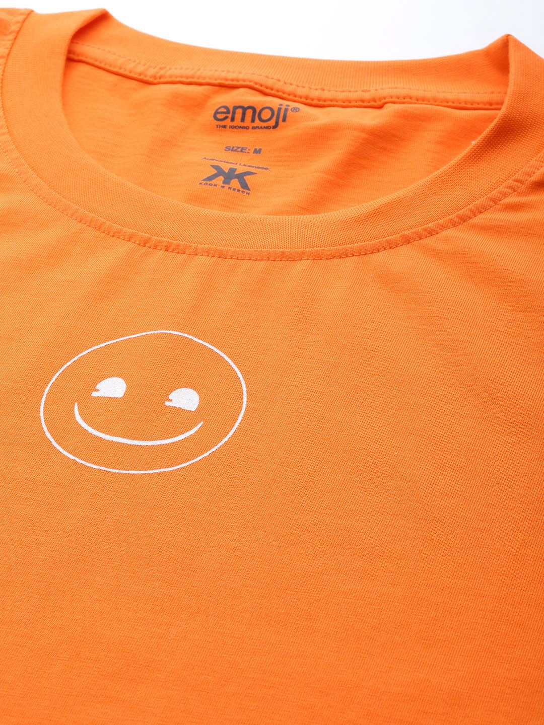 Buy Kook N Keech Emoji Men Orange & White Pure Cotton Emoji Print