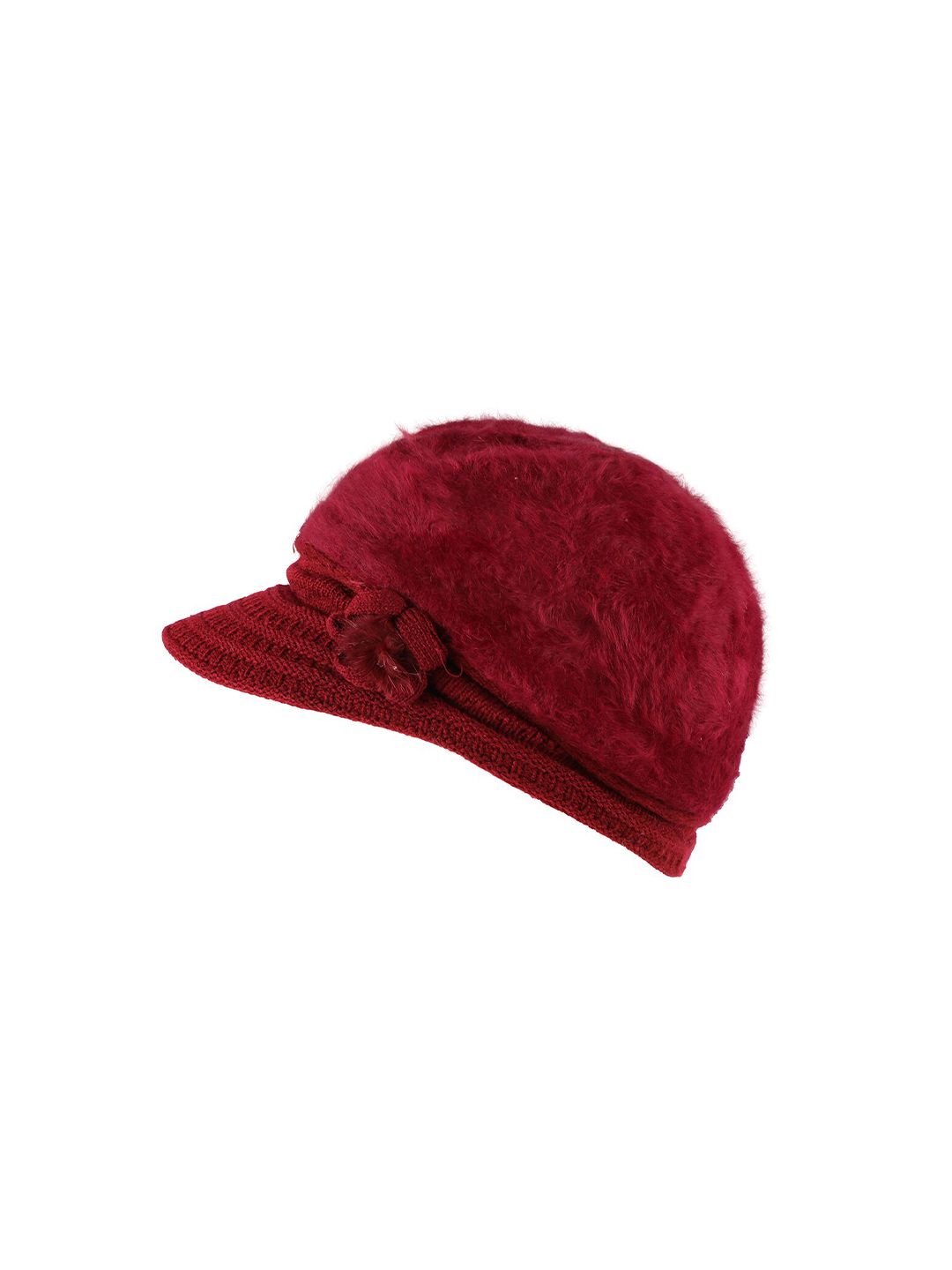 iSWEVEN Women Maroon Woolen Visor Cap Price in India