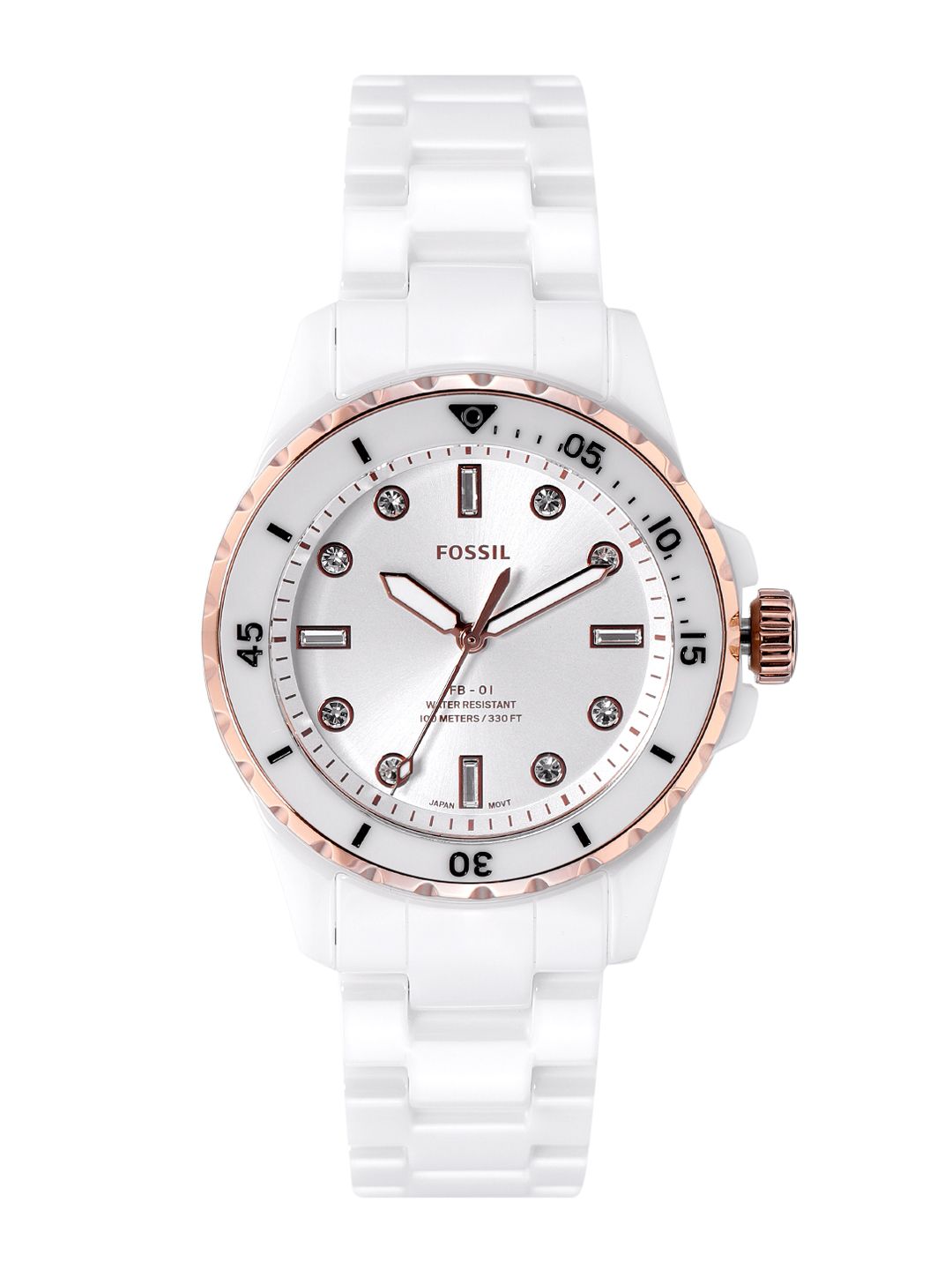 Fossil FB-01 Women White Dial Ceramic Bracelet Style Straps Analogue Watch CE1107 Price in India