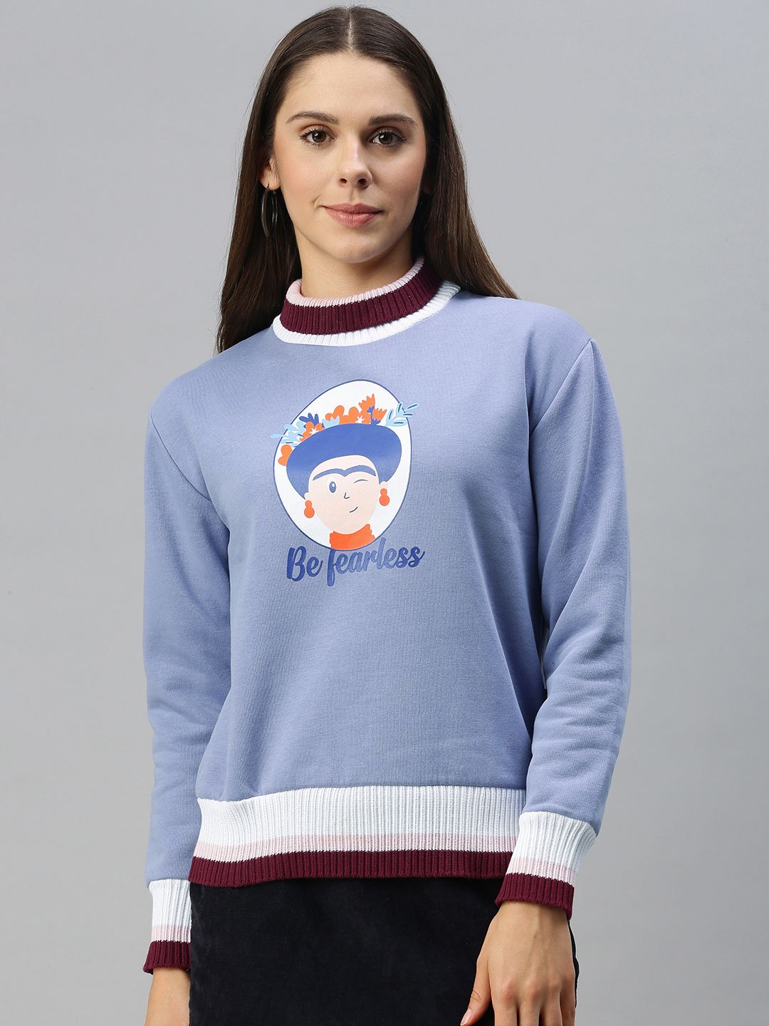 Campus Sutra Women Blue Printed Sweatshirt Price in India