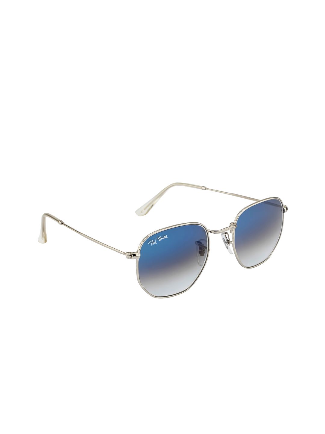 Ted Smith Unisex Blue & Silver-Toned Full Rim Square Sunglasses Price in India