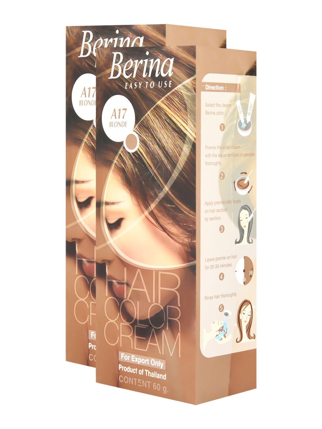 Berina Pack of 2 A17 Blonde Hair Color Cream - 60gm Each