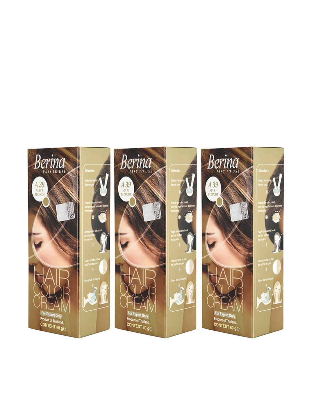 Berina Pack of 3 Hair Color Cream A39 Matt Blonde Price in India