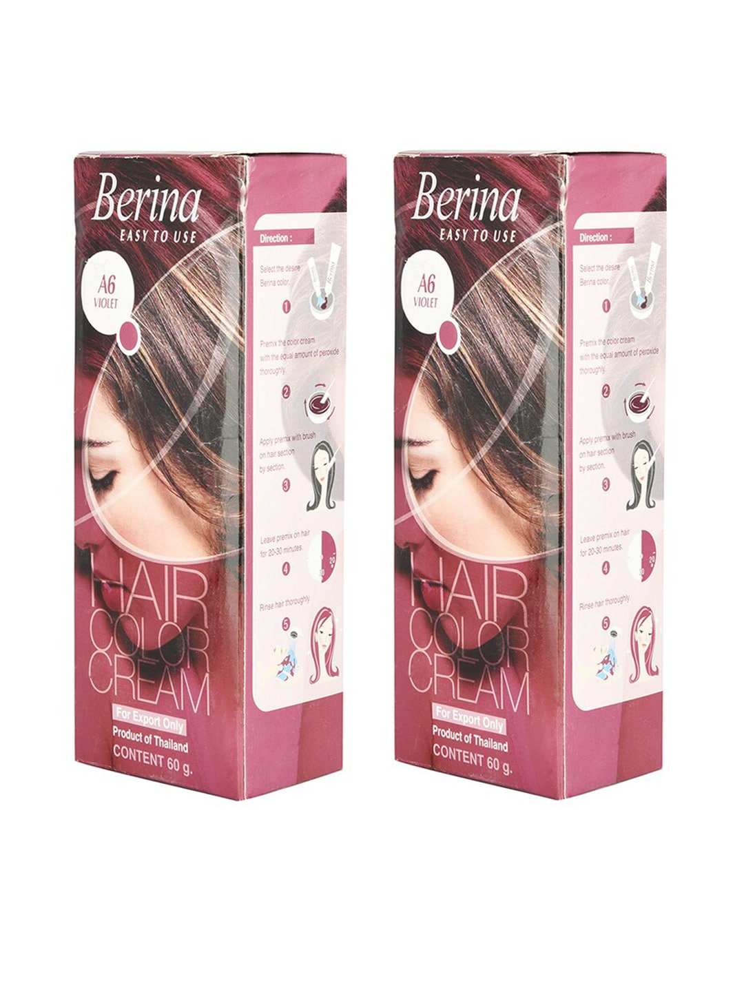 Berina Pack of 2 Hair Color Cream A6 Violet Price in India