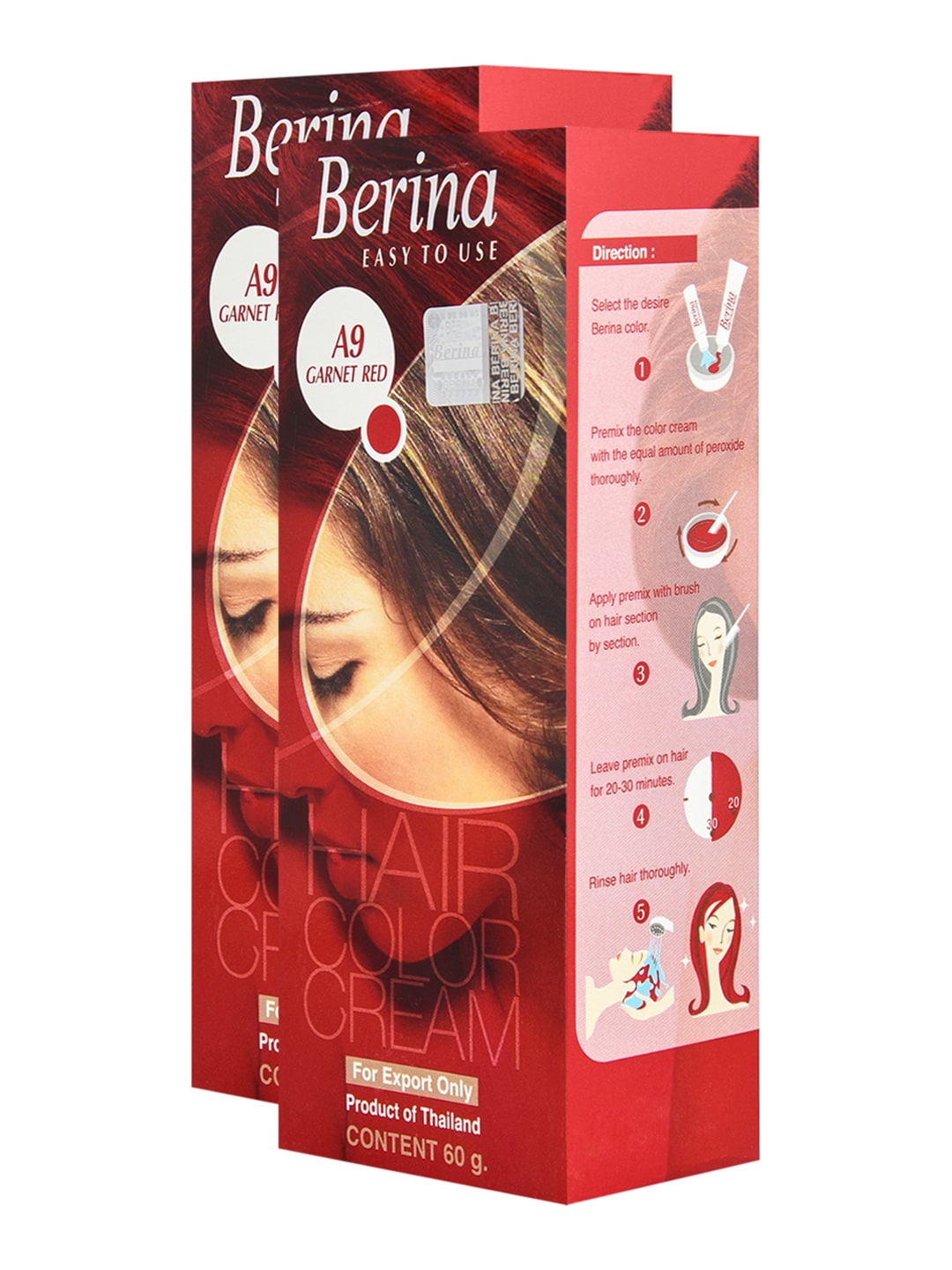 Berina Pack of 2 Hair Color Cream A9 Garnet Red Price in India