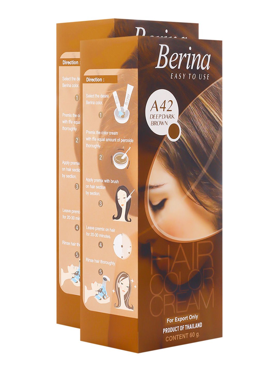 Berina Pack of 2 Hair Color Cream A42 Deep Dark Brown Price in India