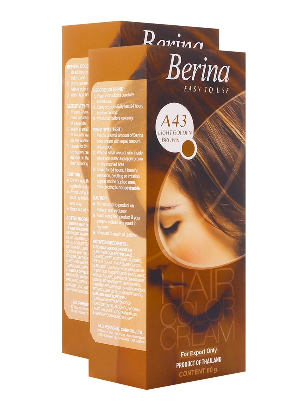 Berina Pack of 2 Hair Color Cream A43 Light Golden Brown Price in India