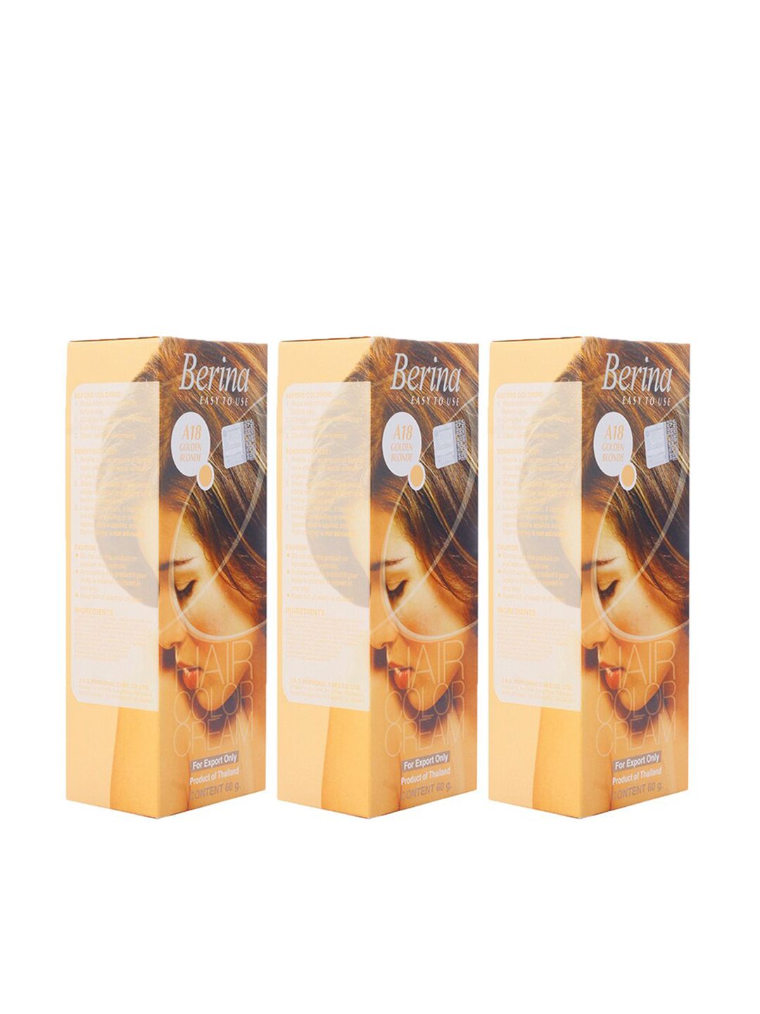 Berina Pack of 3 Hair Color Cream A18 Golden Blonde Price in India