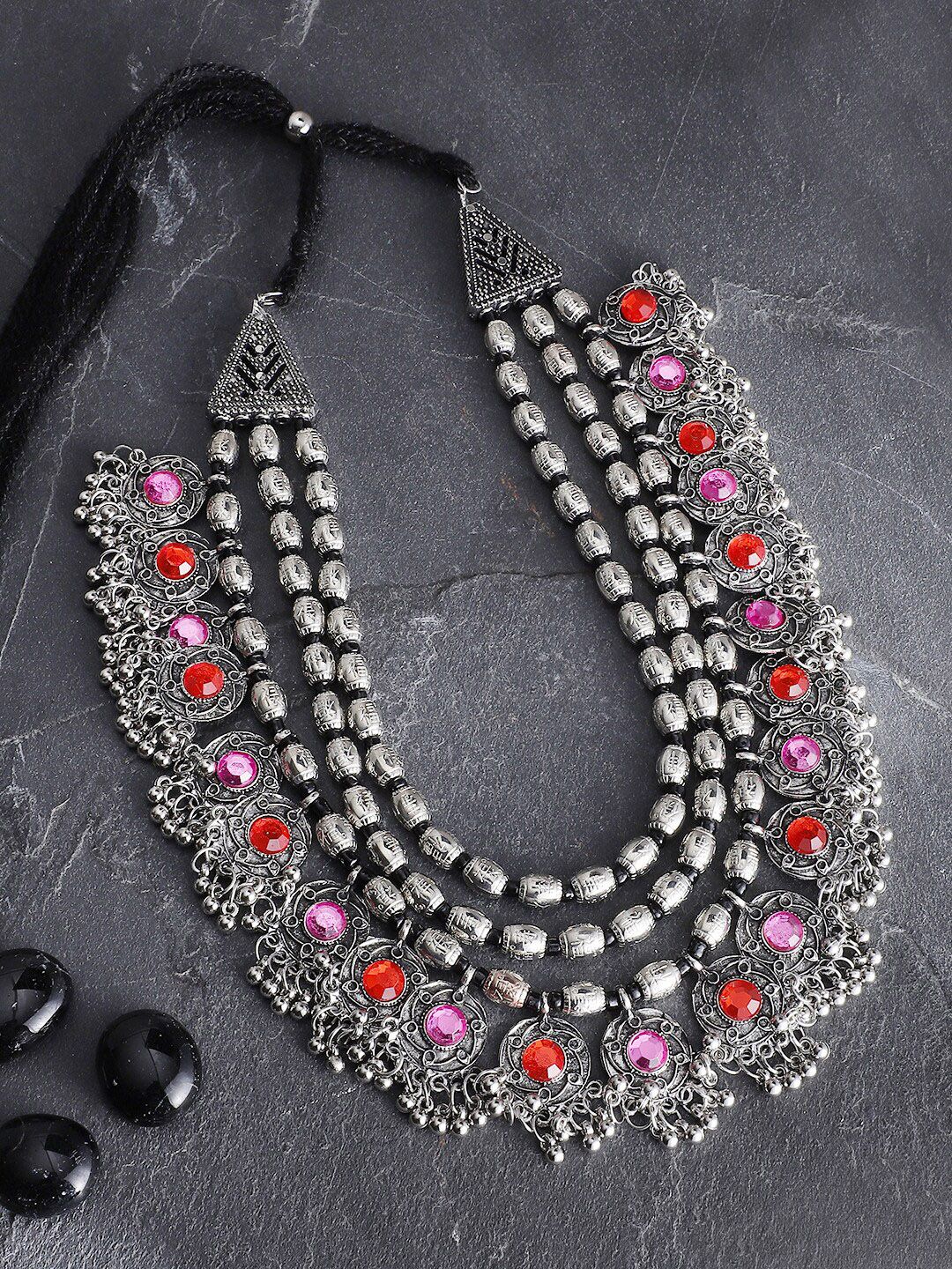 Crunchy Fashion Women Silver Plated Bohemian Necklace Price in India