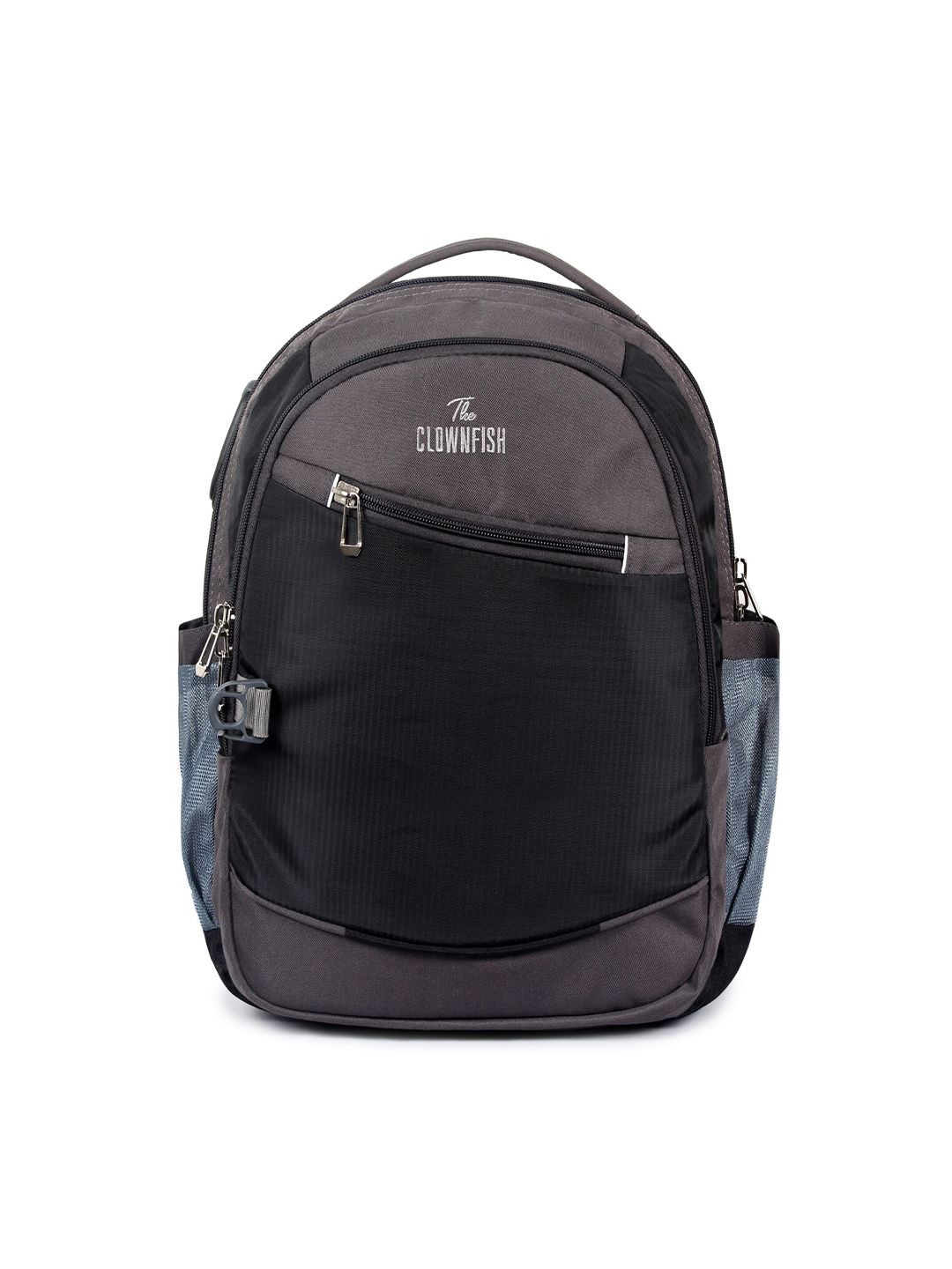 THE CLOWNFISH Unisex Grey & Black Backpack Price in India