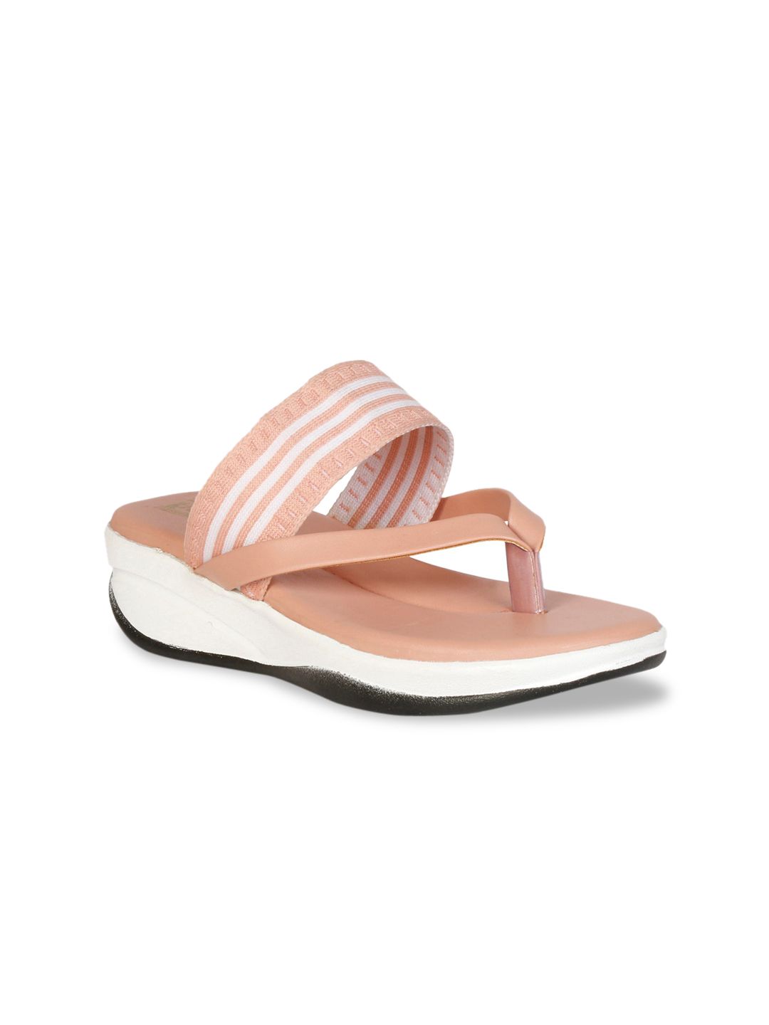 Denill Peach-Coloured and White Open-Toe Comfort Heels Price in India
