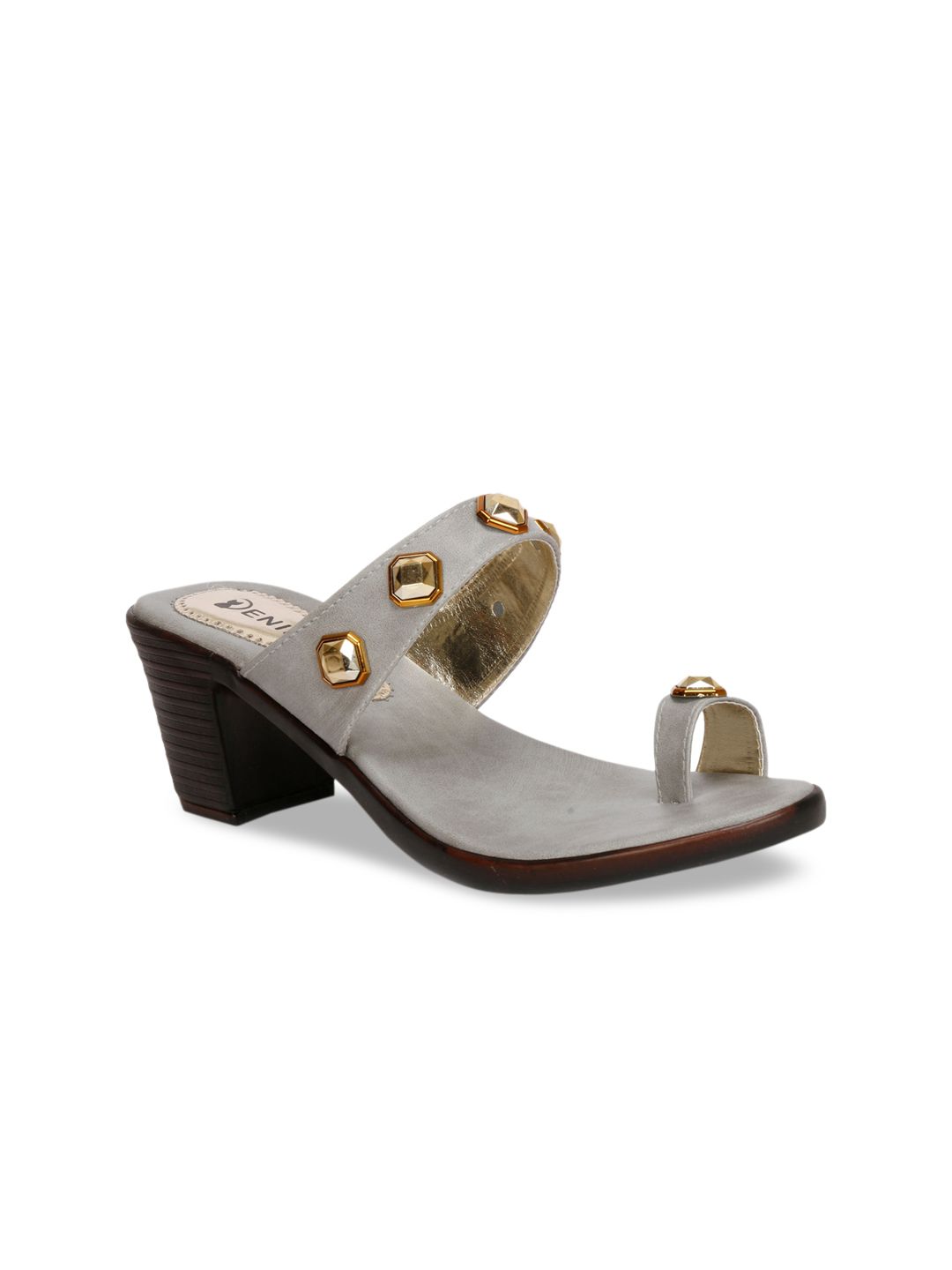 Denill Grey Embellished Block Sandals Price in India