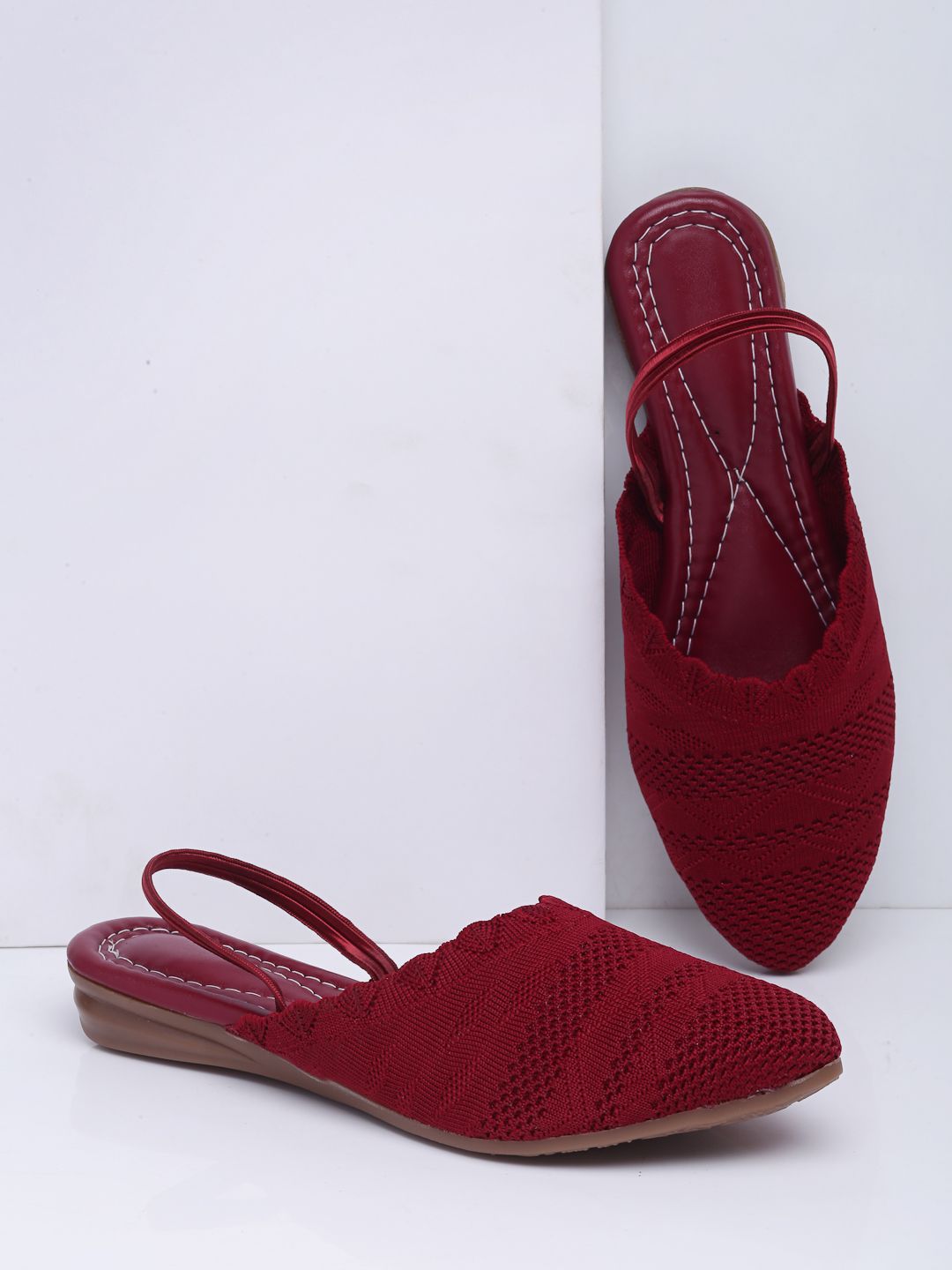 DEAS Women Red Mule Flats With Backstrap Price in India