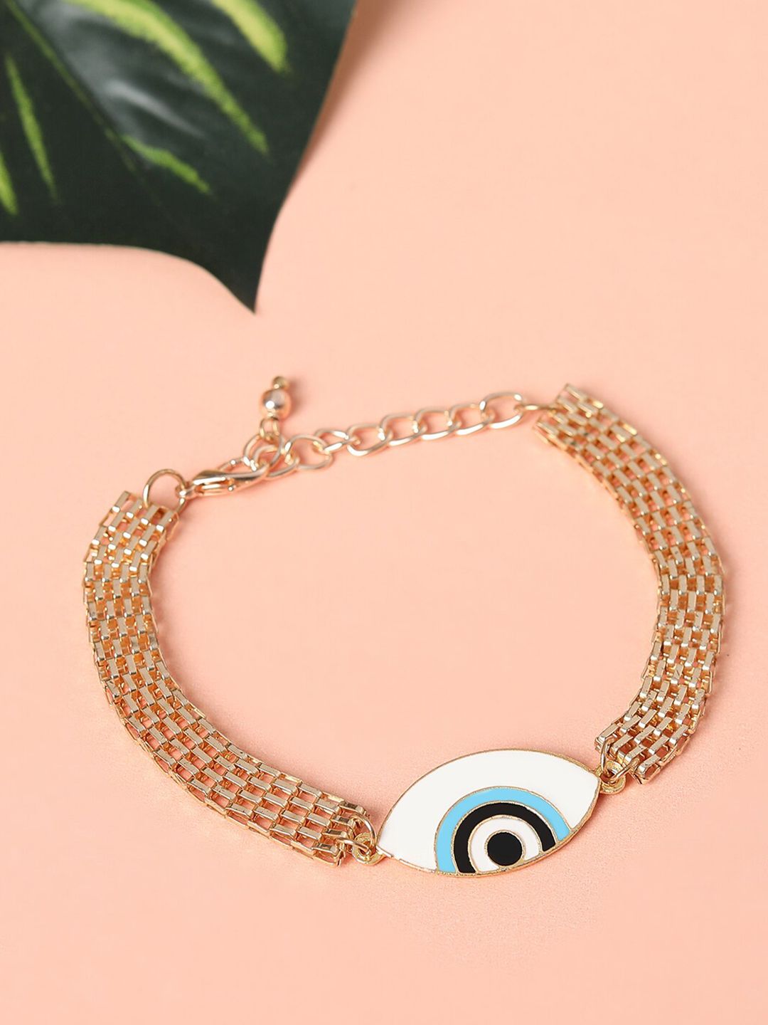 Blueberry Women Gold Plated Evil Eye Chain Bracelet Price in India