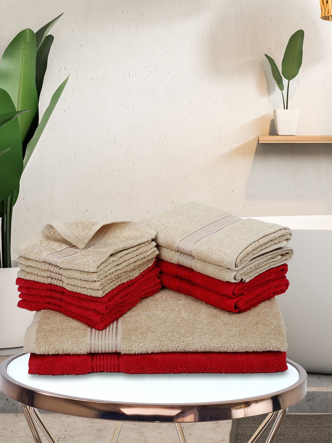 BIANCA Set Of 14 Solid 380 GSM Pure Cotton LORENA Super-Soft Terry Towel Set Price in India