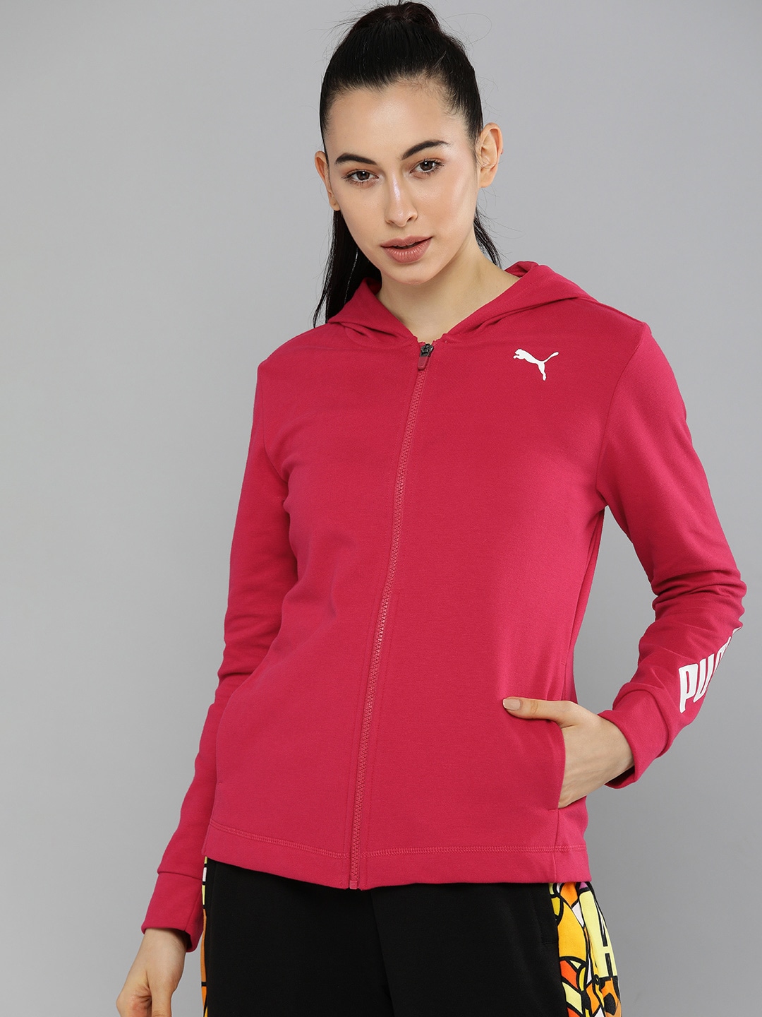 Puma Women Red Modern Sports Full-Zip dryCELL Hoodie Sweatshirt Price in India