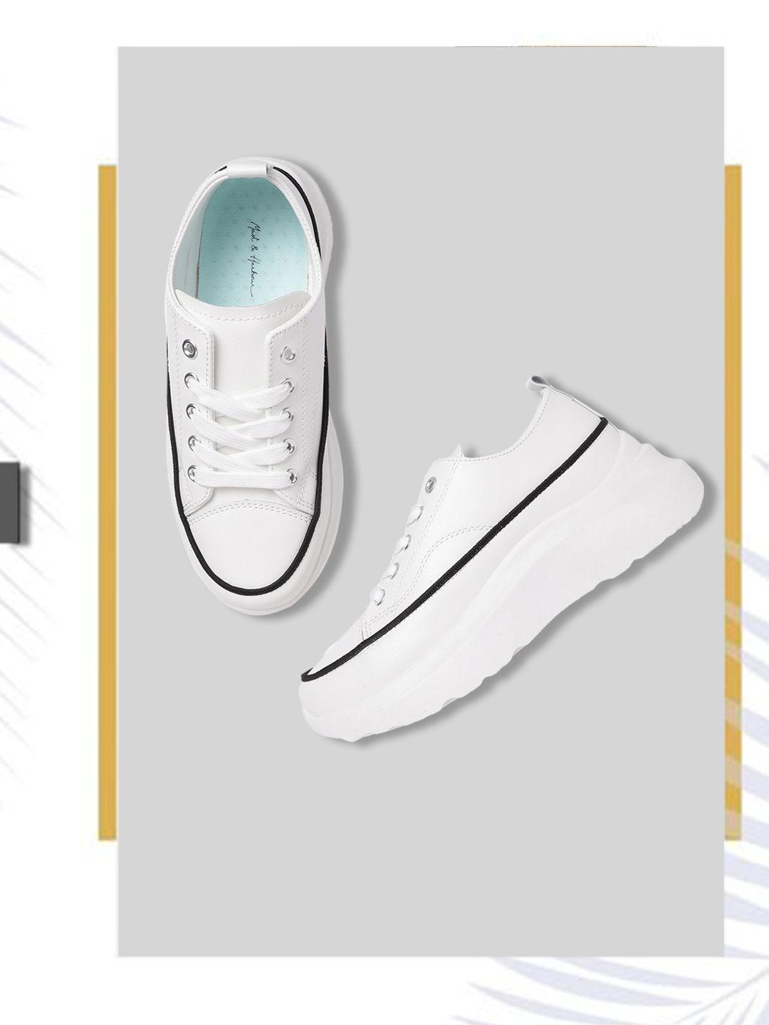 Mast & Harbour Women White Solid Chunky Sneakers Price in India