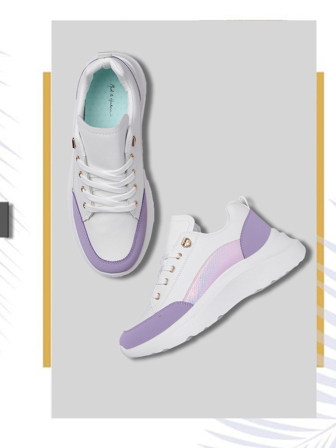 Mast & Harbour Women White & Purple Colourblocked Sneakers Price in India