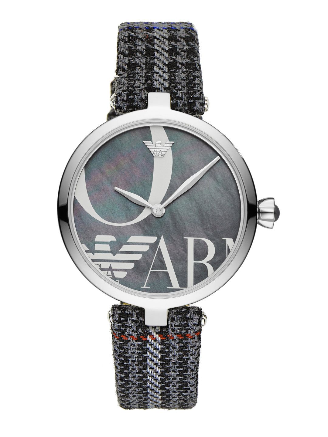 Emporio Armani Women Charcoal Grey Dial & Checked Straps Analogue Watch AR11333 Price in India