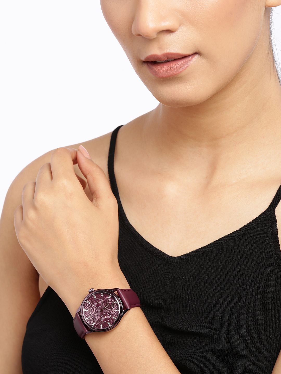 Fossil BQ3285 Modern Sophisticate Multifunction Wine Leather Watch Buy Fossil Modern Sophisticate Wine Watch BQ3285 (M) Online main image 3
