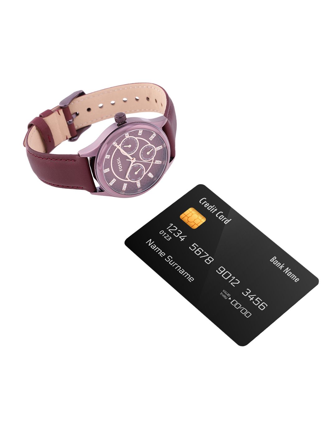 Buy Fossil Women Maroon Modern Sophisticate Leather Straps  display picture 2