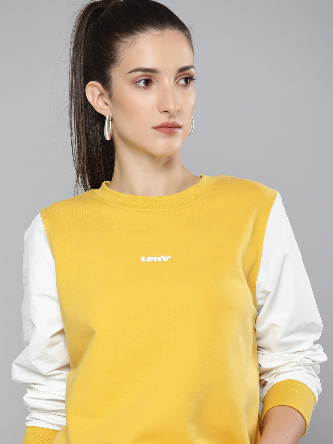 Levis Women Yellow  Brand Logo Printed Round Neck  Sweatshirt Price in India