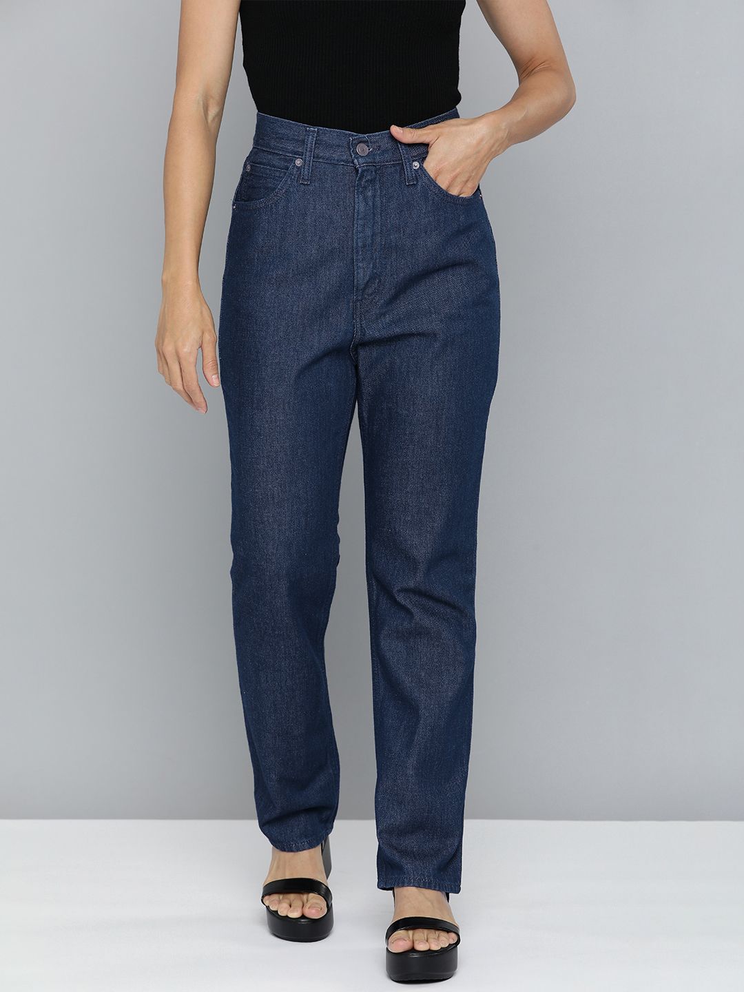 Levis Women Blue Slim Straight Fit High-Rise Jeans Price in India