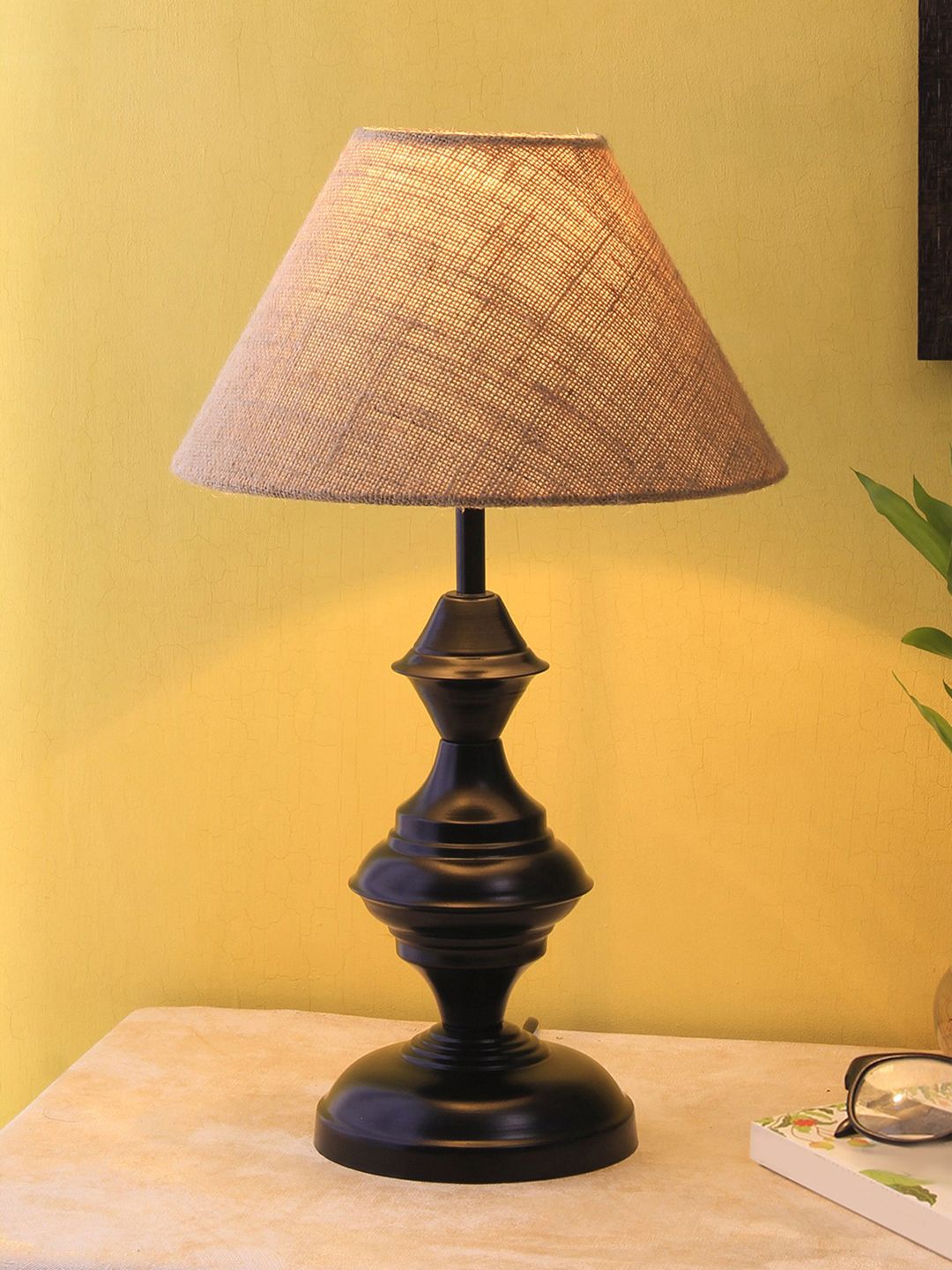 Devansh Beige Iron Traditional Bedside Standard Table Lamp Price in India