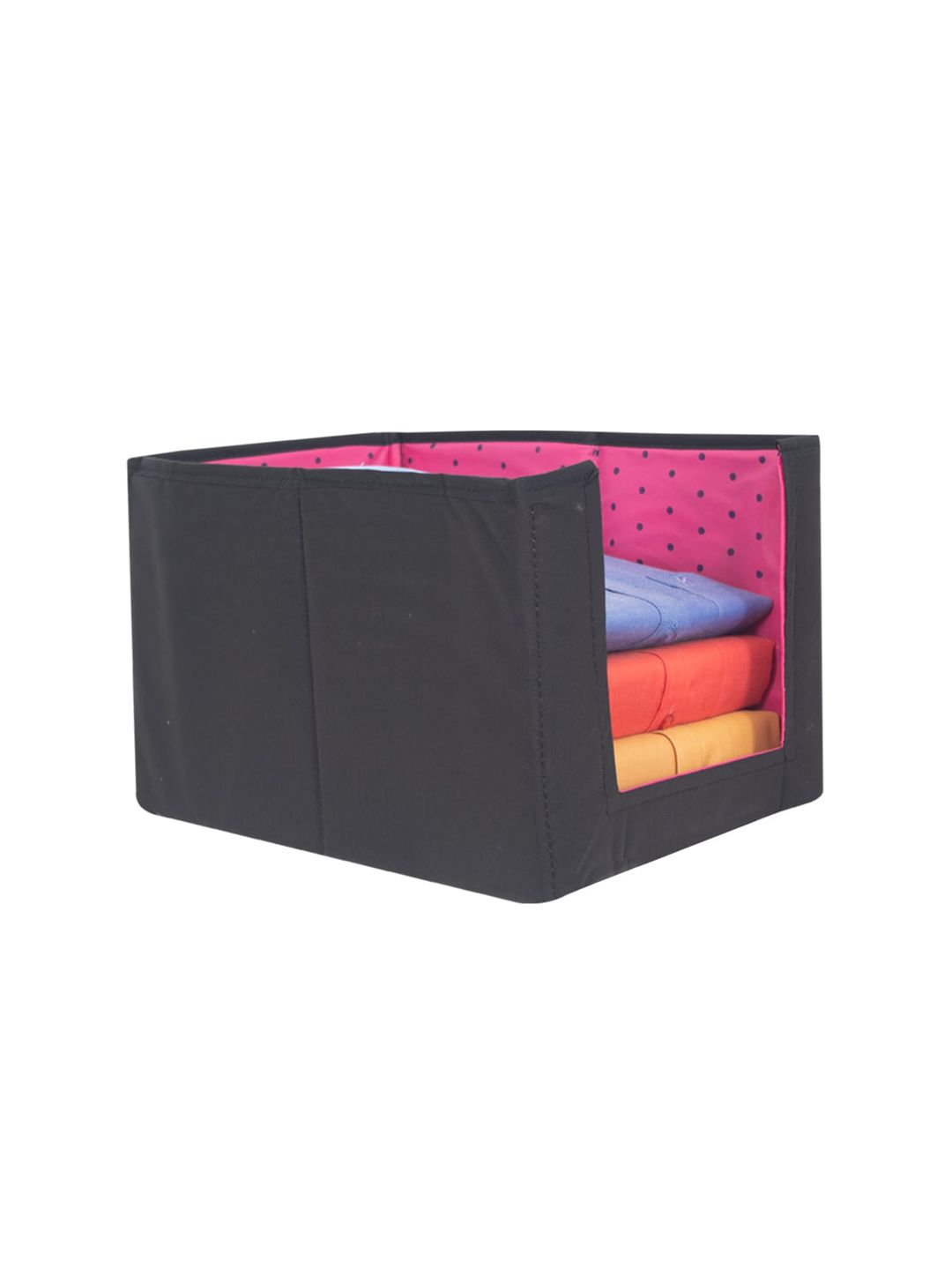 prettykrafts Pink & Black Solid Shirt Stacker Organizer With Handles Price in India