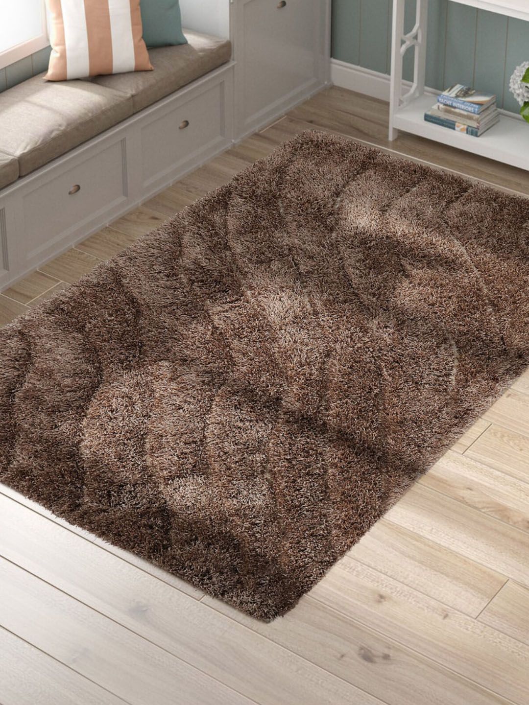 SANDED EDGE Brown Solid Handcrafted Carpet Price in India
