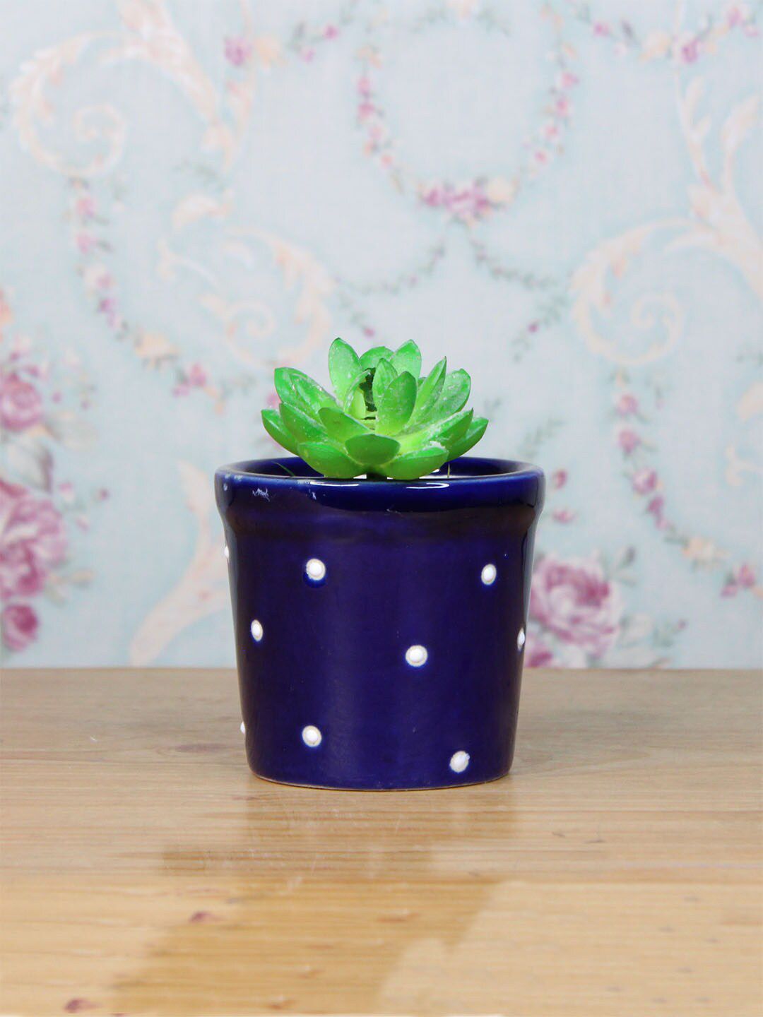 Wonderland Navy Blue & White Ceramic Planter Price in India