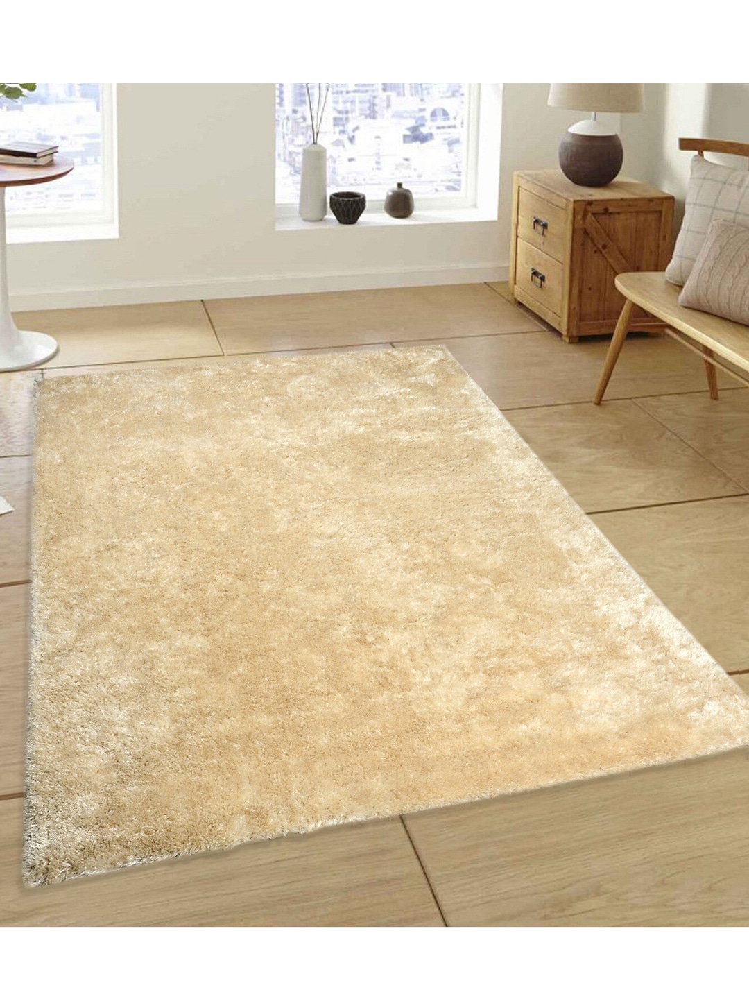 Saral Home Beige Solid Cotton Carpet Price in India