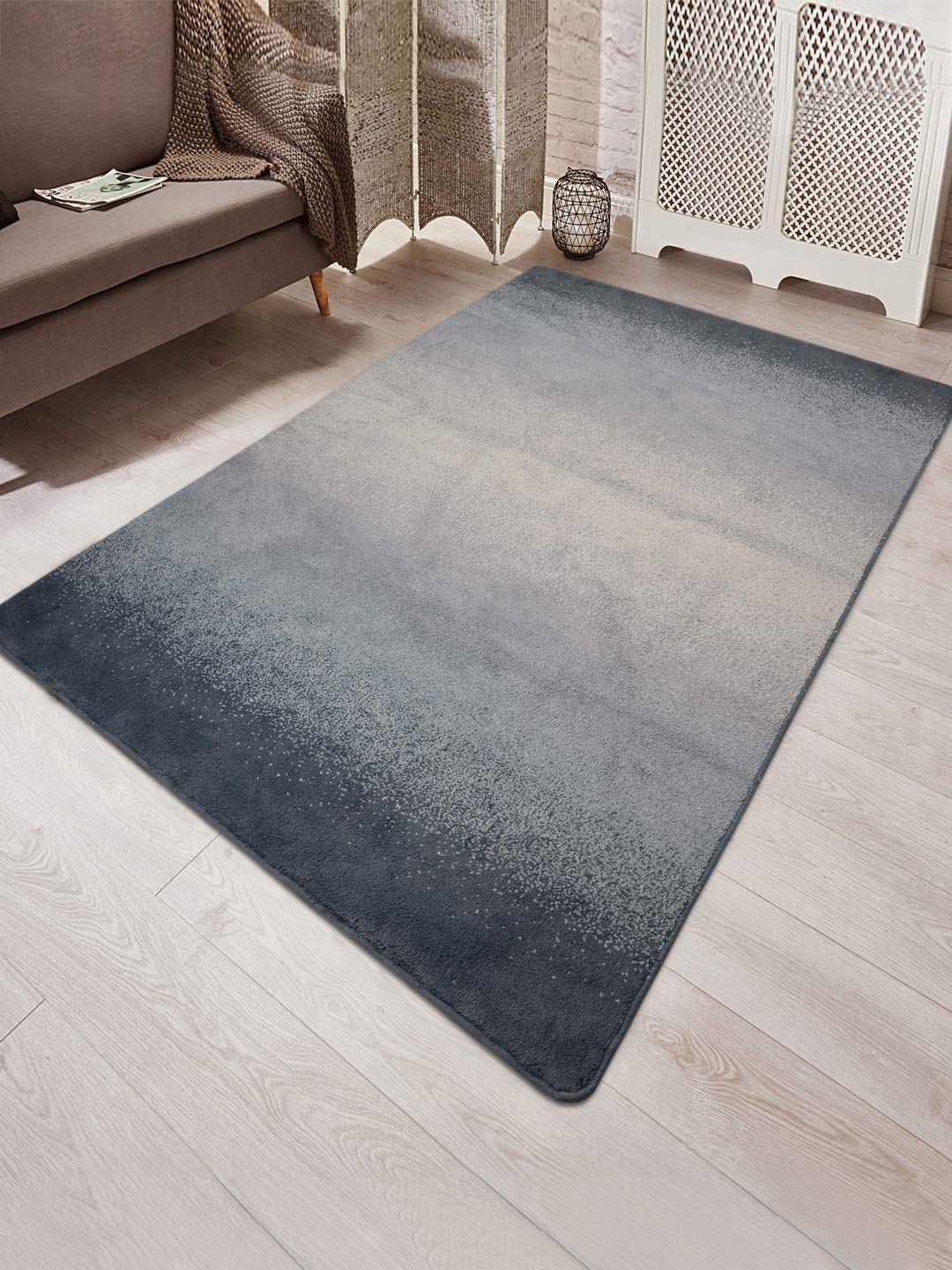 Saral Home Grey Aeon Design Soft Microfiber Anti Skid Carpet Price in India