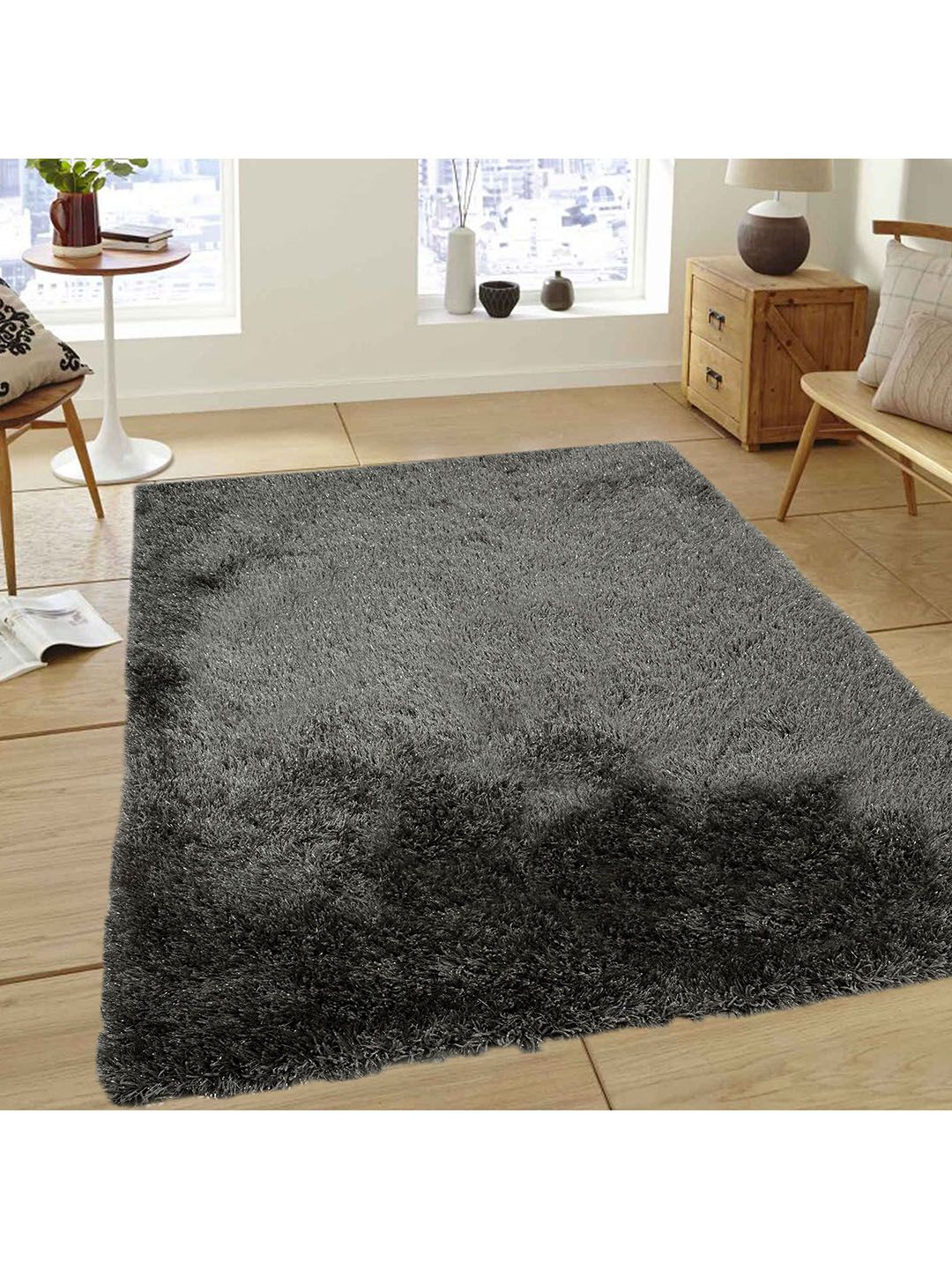 Saral Home Grey Solid Modern Carpet Price in India