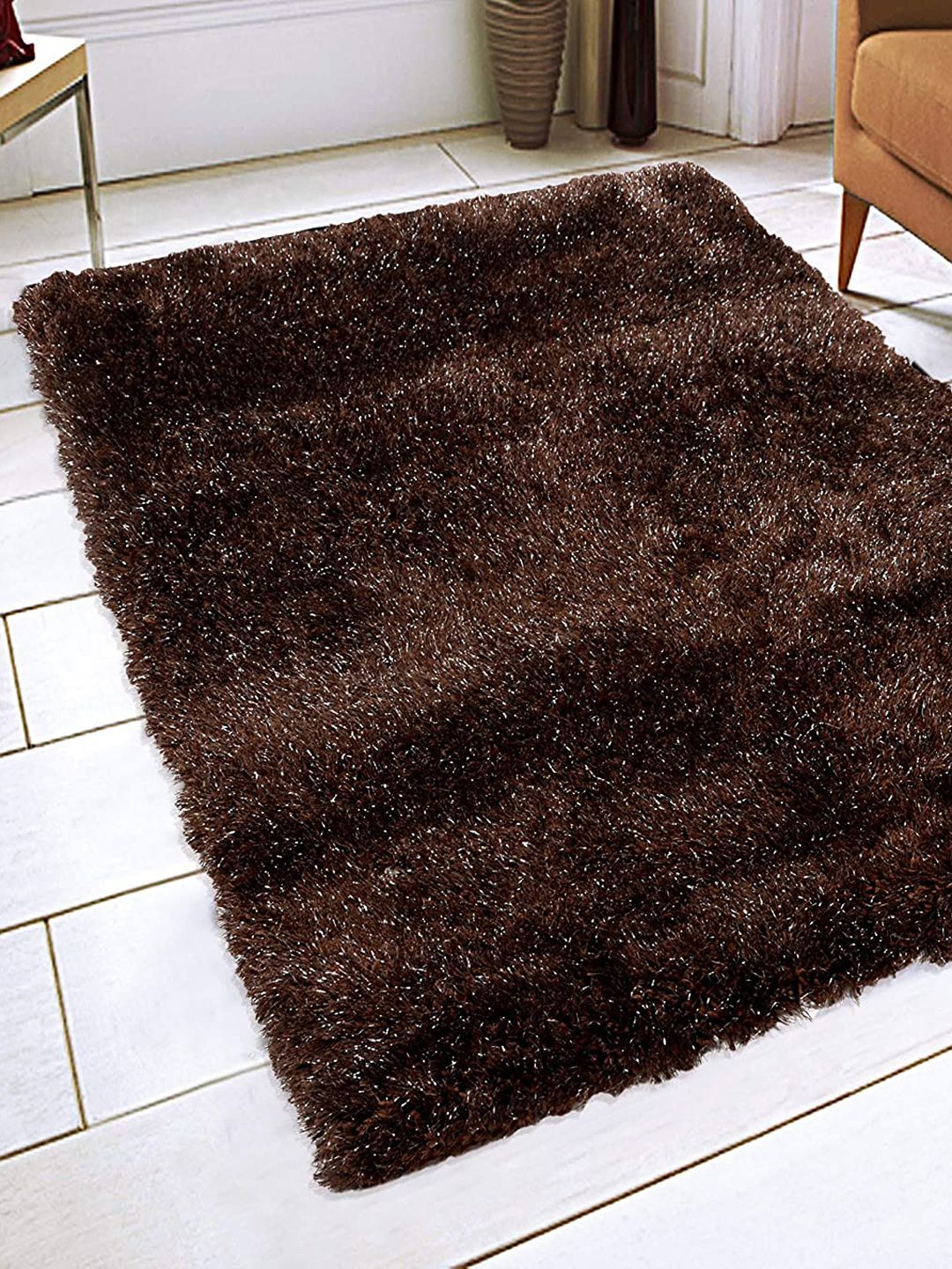 Saral Home Brown Solid Modern Carpet Price in India