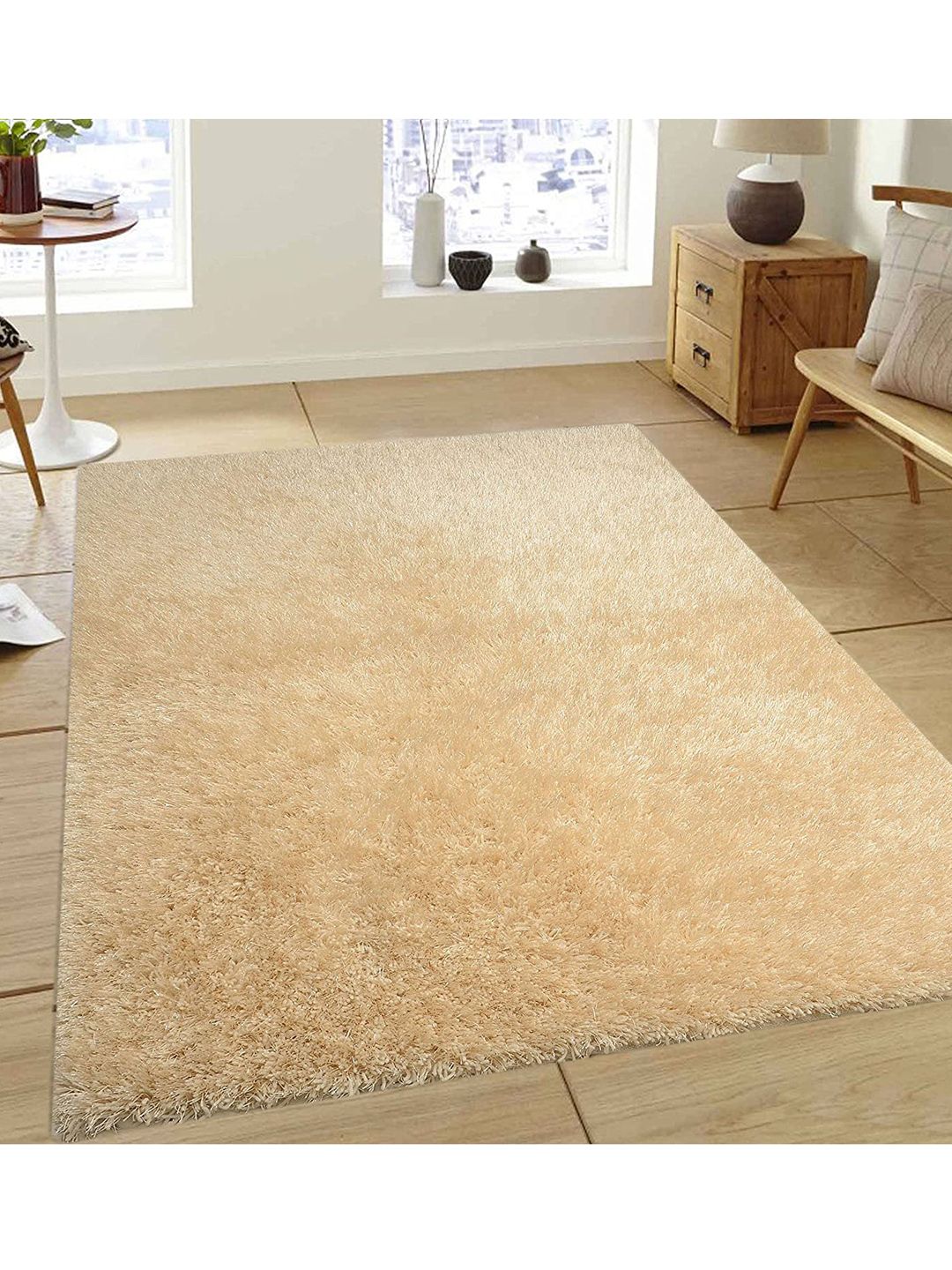 Saral Home Off-White Solid Modern Carpet Price in India