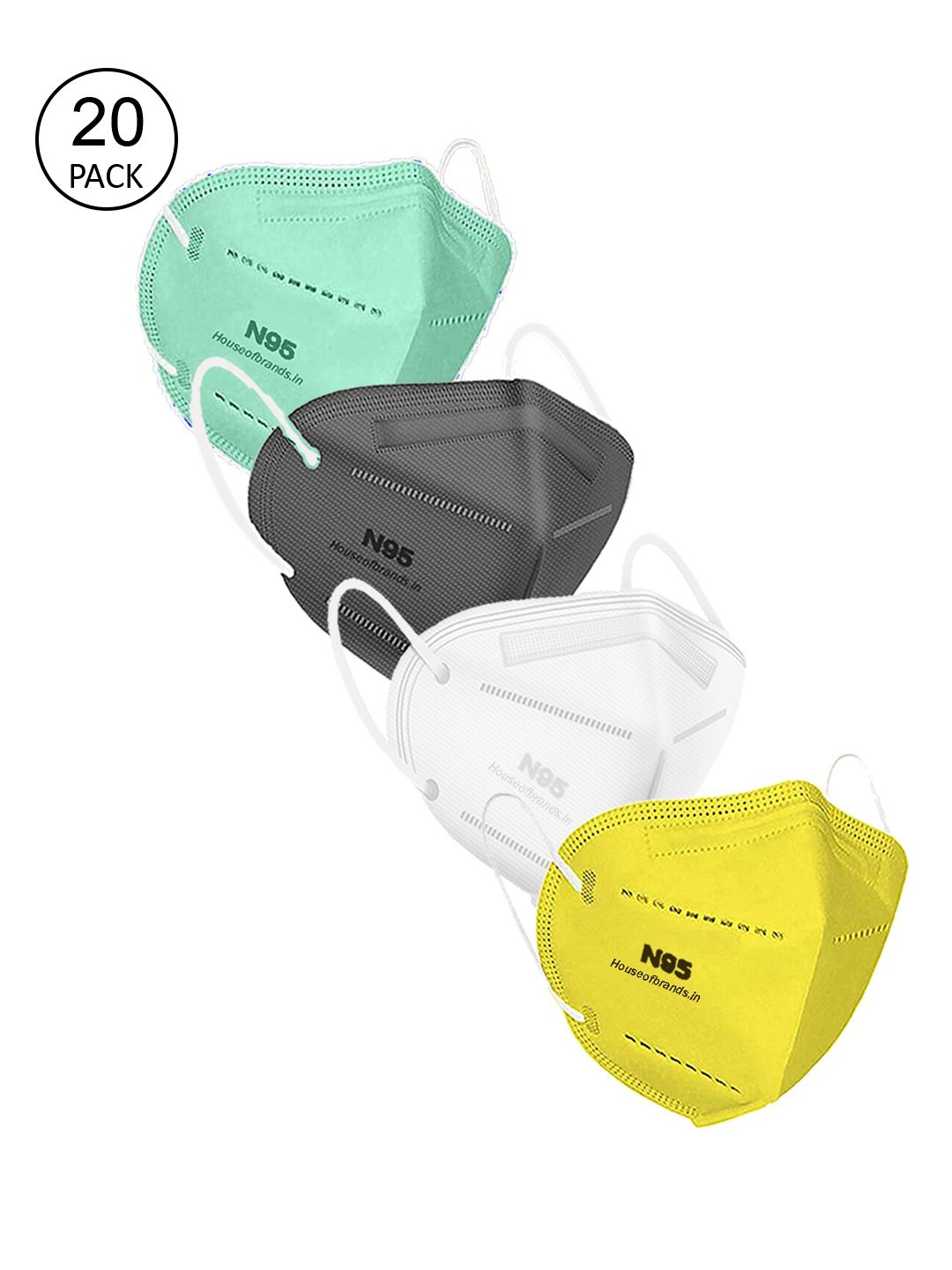 Swiss Design Unisex Pack Of 20 Solid 5-Ply Anti-Pollution N95 Masks Price in India