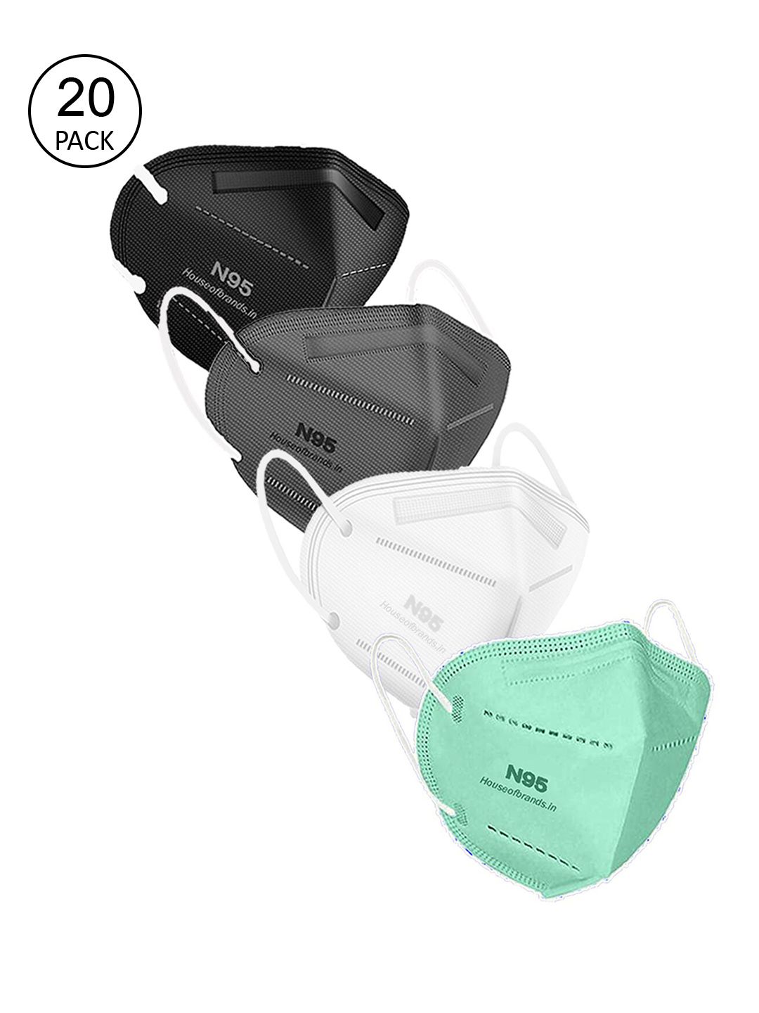 Swiss Design Unisex Pack Of 20 Solid 5-Ply Disposable Anti-Pollution Outdoor N95 Masks Price in India