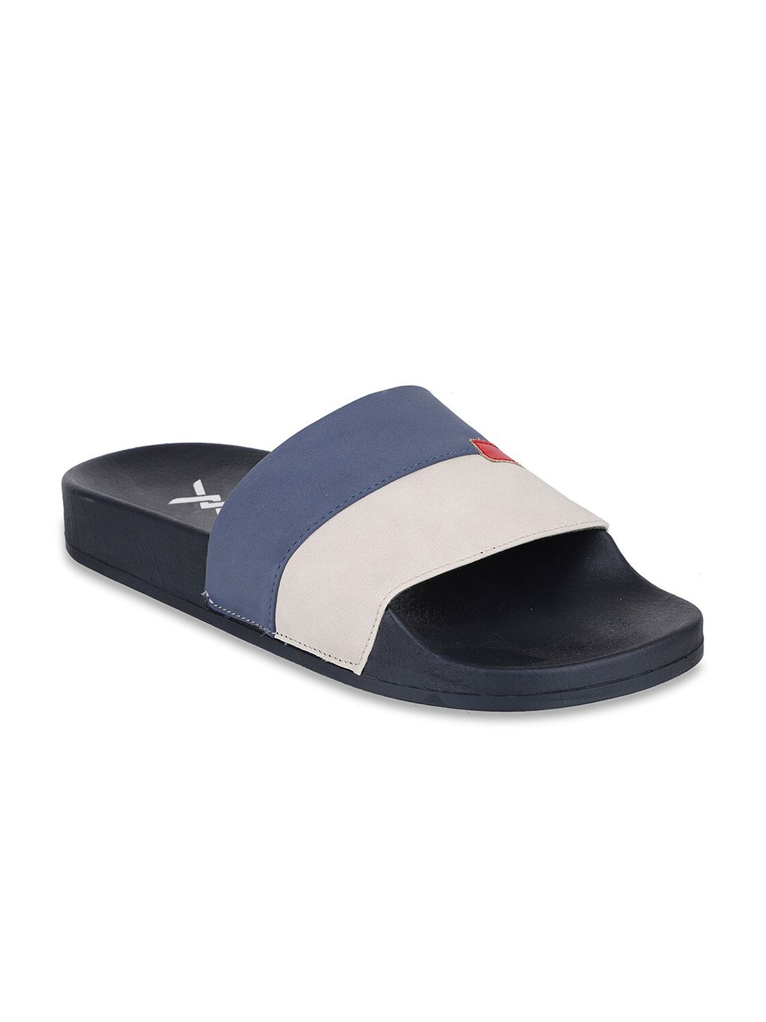 Carlton London sports Women Navy Blue & Off White Striped Sliders Price in India