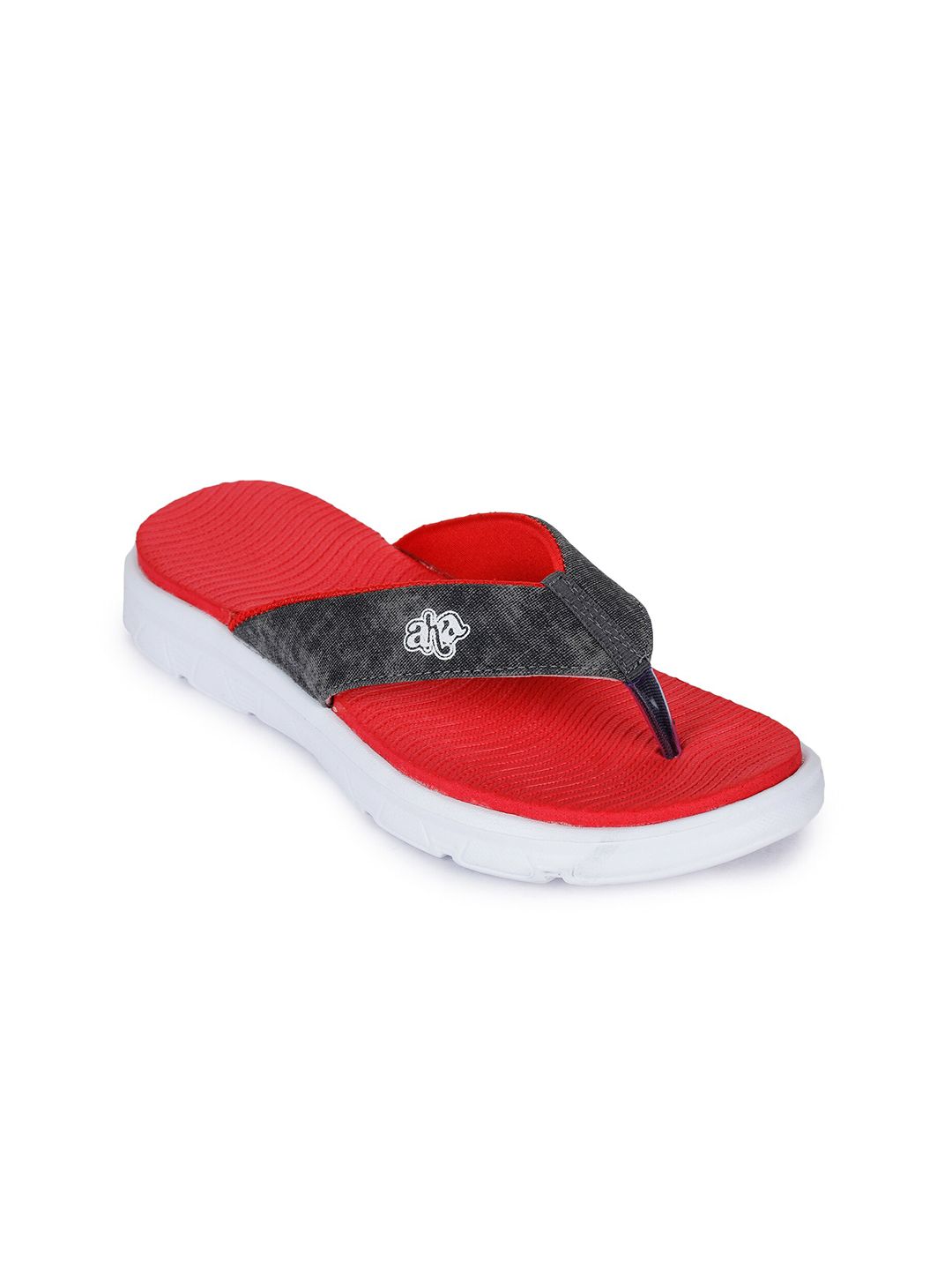 Liberty Women Grey & Red Rubber Thong Flip-Flops Price in India