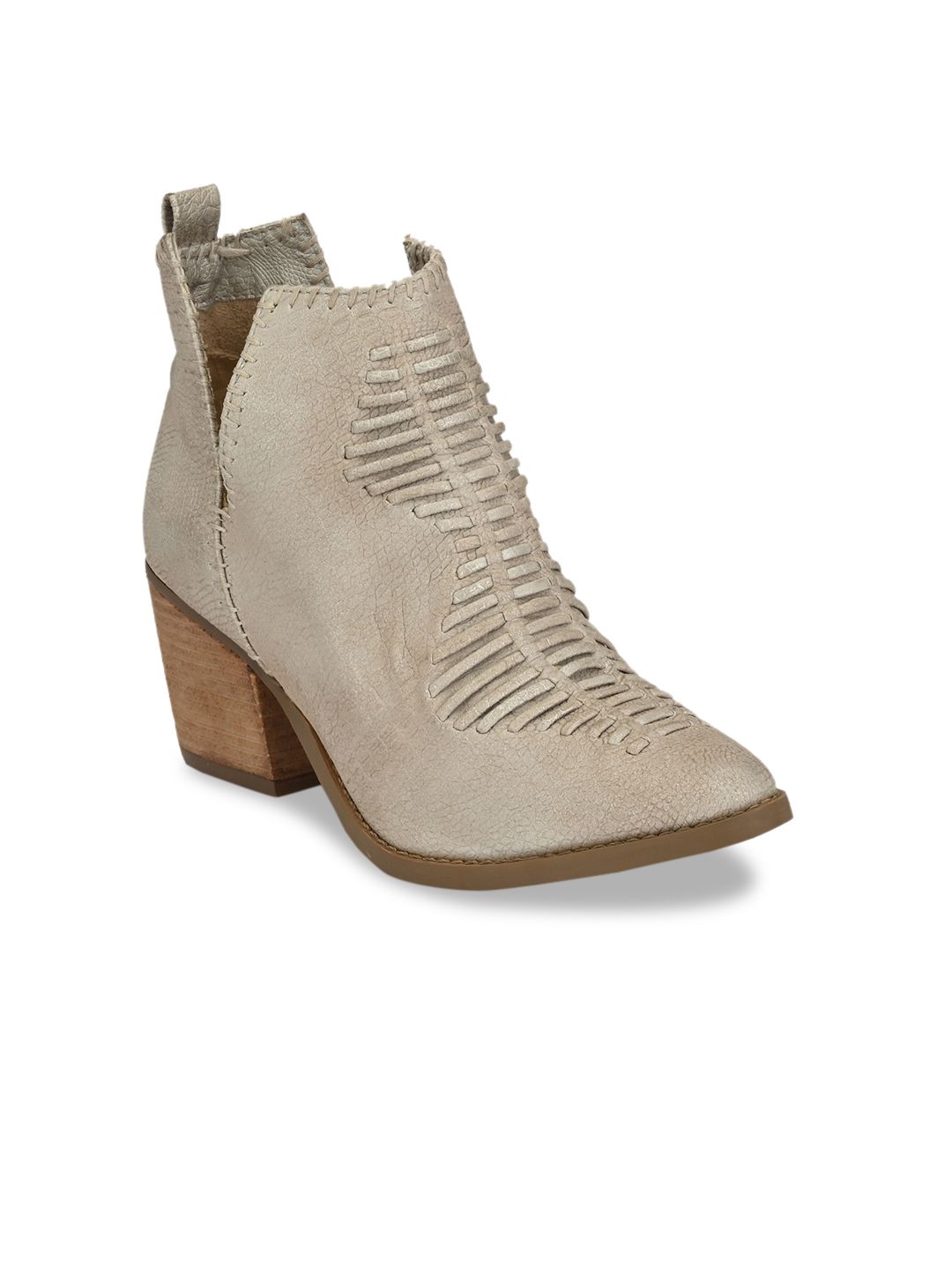 Zebba Women Silver-Toned Textured Block Heeled Boots Price in India