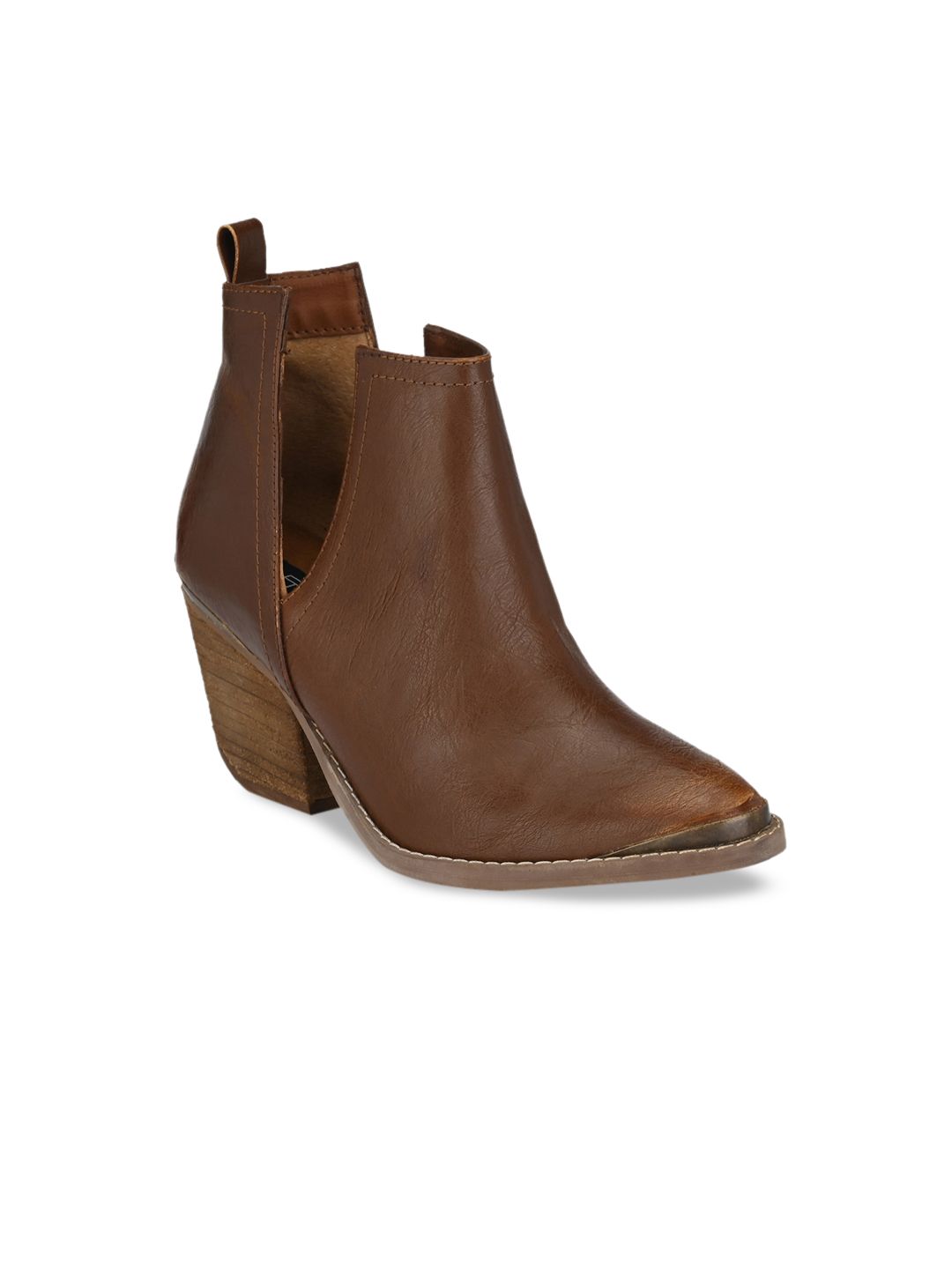 Zebba Brown PU Block Heeled Boots Price in India