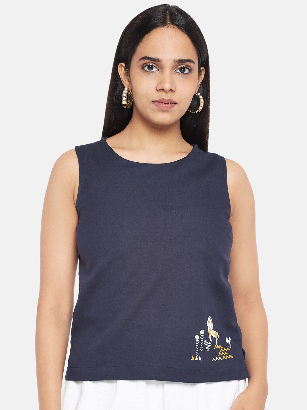 AKKRITI BY PANTALOONS Navy Blue Regular Top
