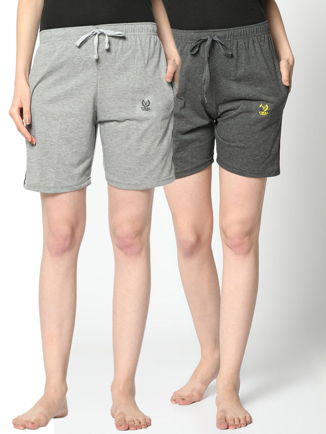VIMAL JONNEY Women Pack of 2 Grey Lounge Shorts Price in India
